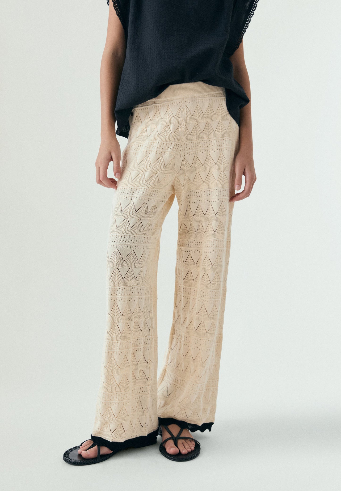 OPENWORK KNIT TROUSERS