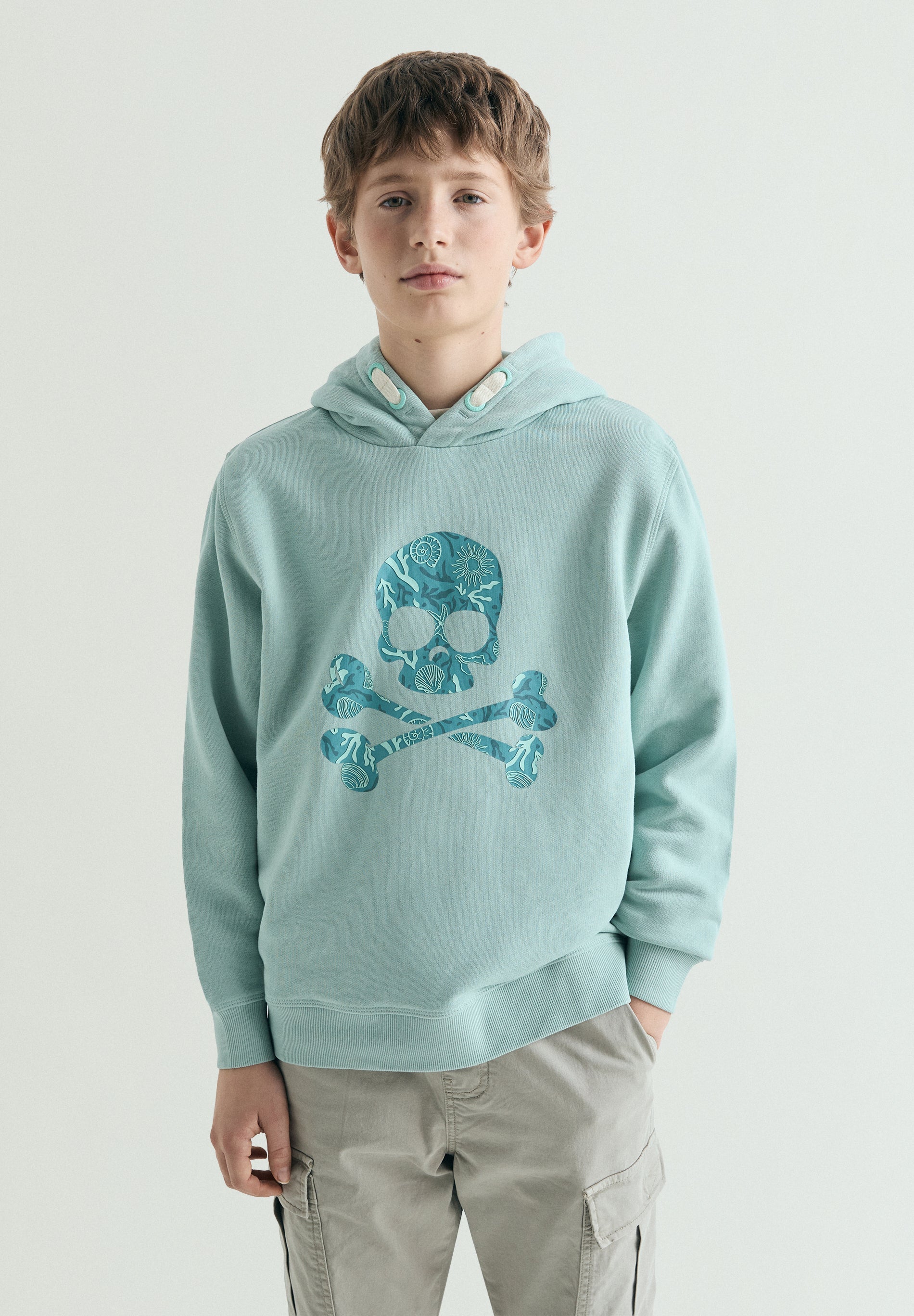 PRINTED SKULL DETAIL HOODIE