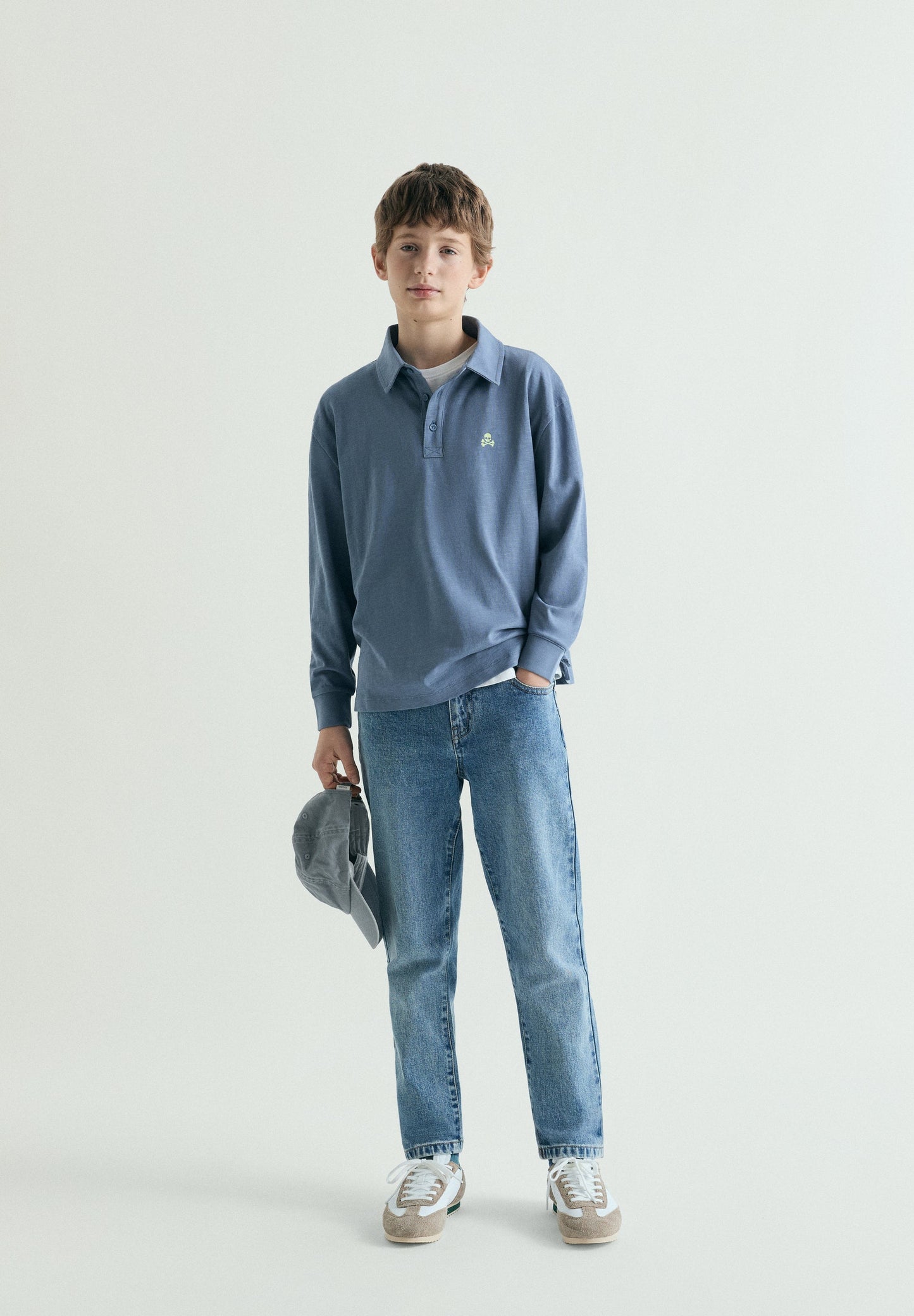LONG SLEEVE POLO SHIRT WITH CONTRAST PRINT
