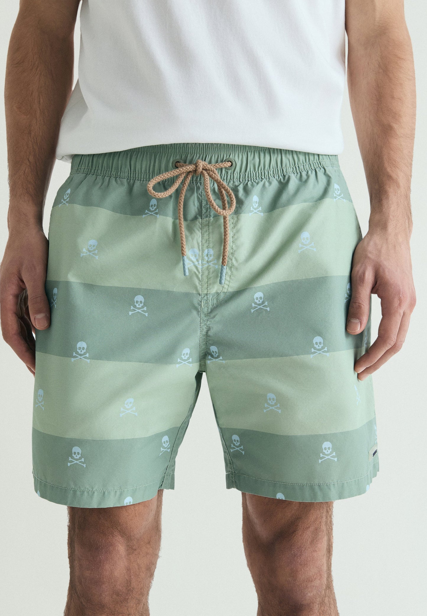 SKULL AND STRIPES SWIMMING TRUNKS