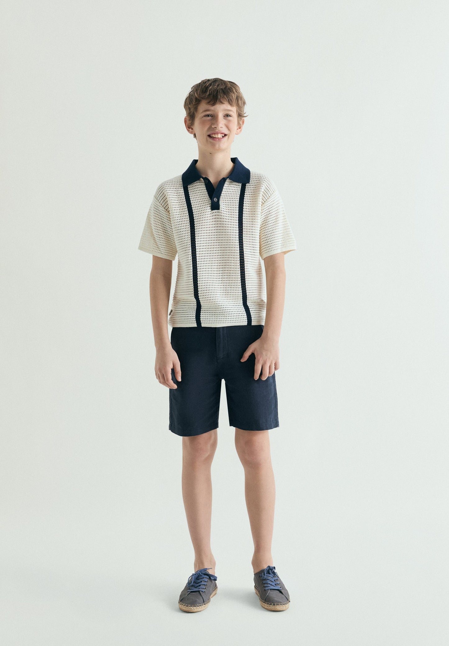 CONTRAST FINE-KNIT POLO SHIRT