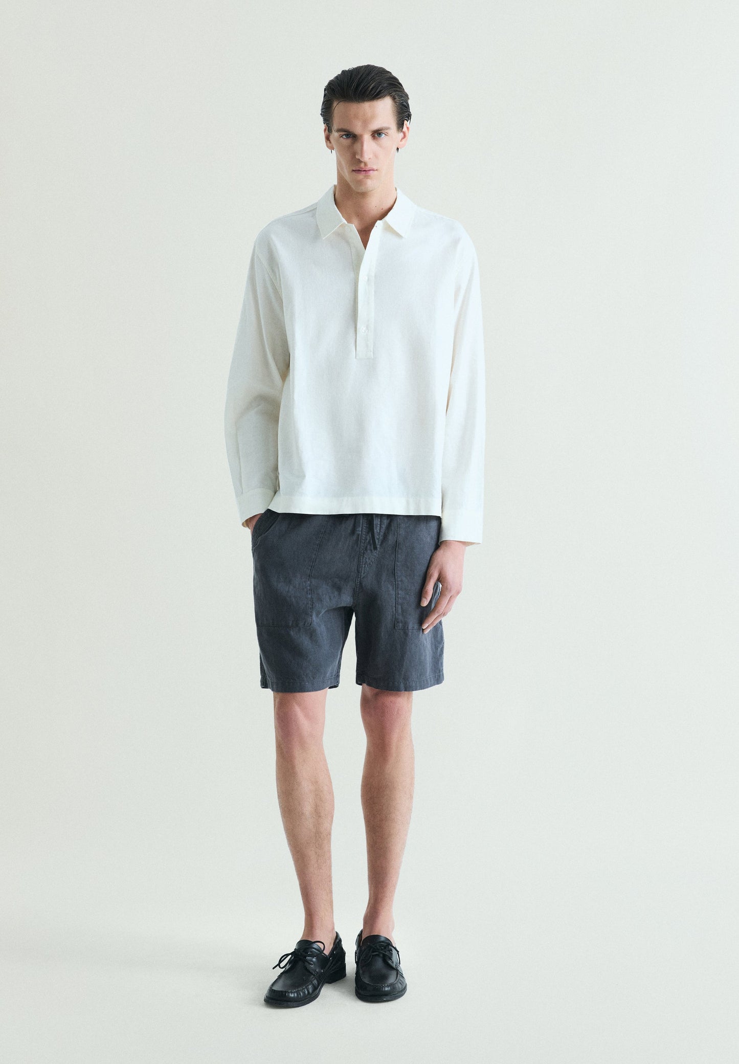 LINEN LOOSE FIT POLO SHIRT