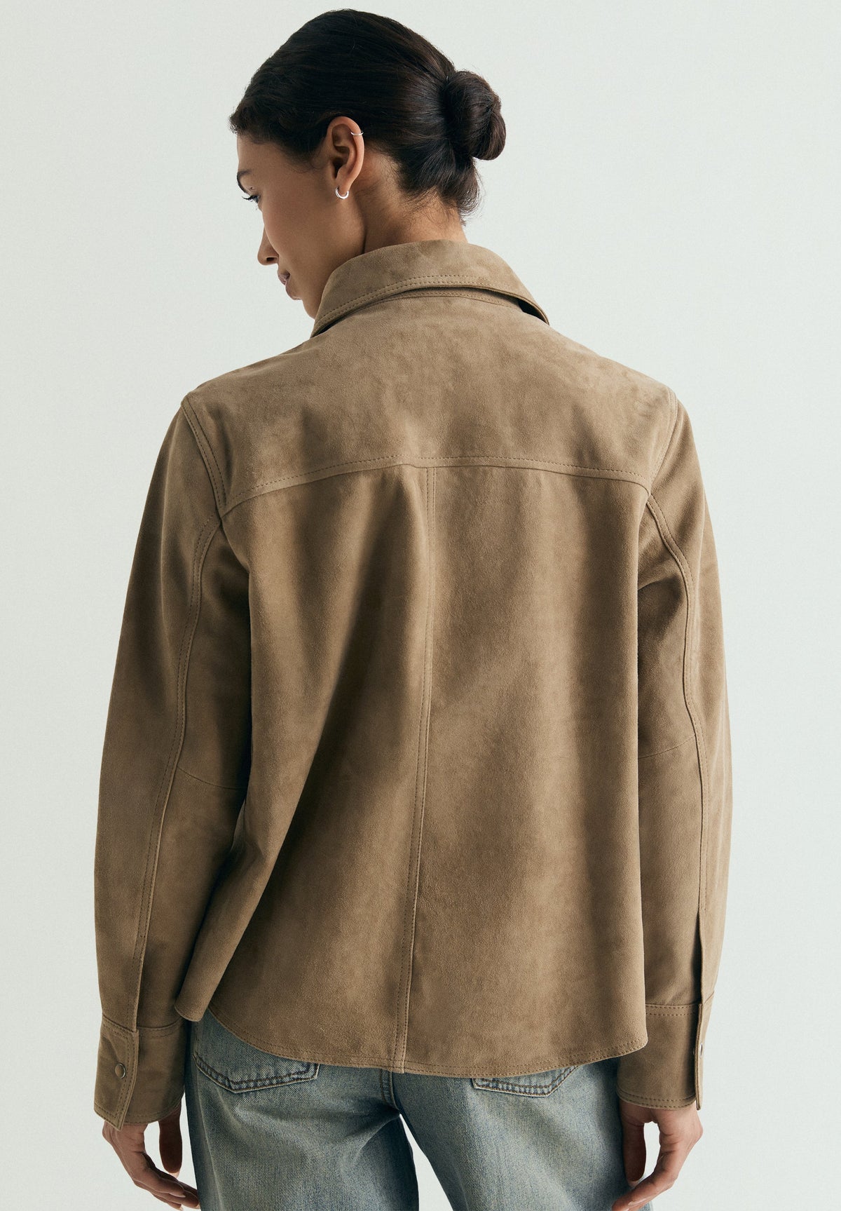 SUEDE SHIRT WITH FLORAL DETAIL