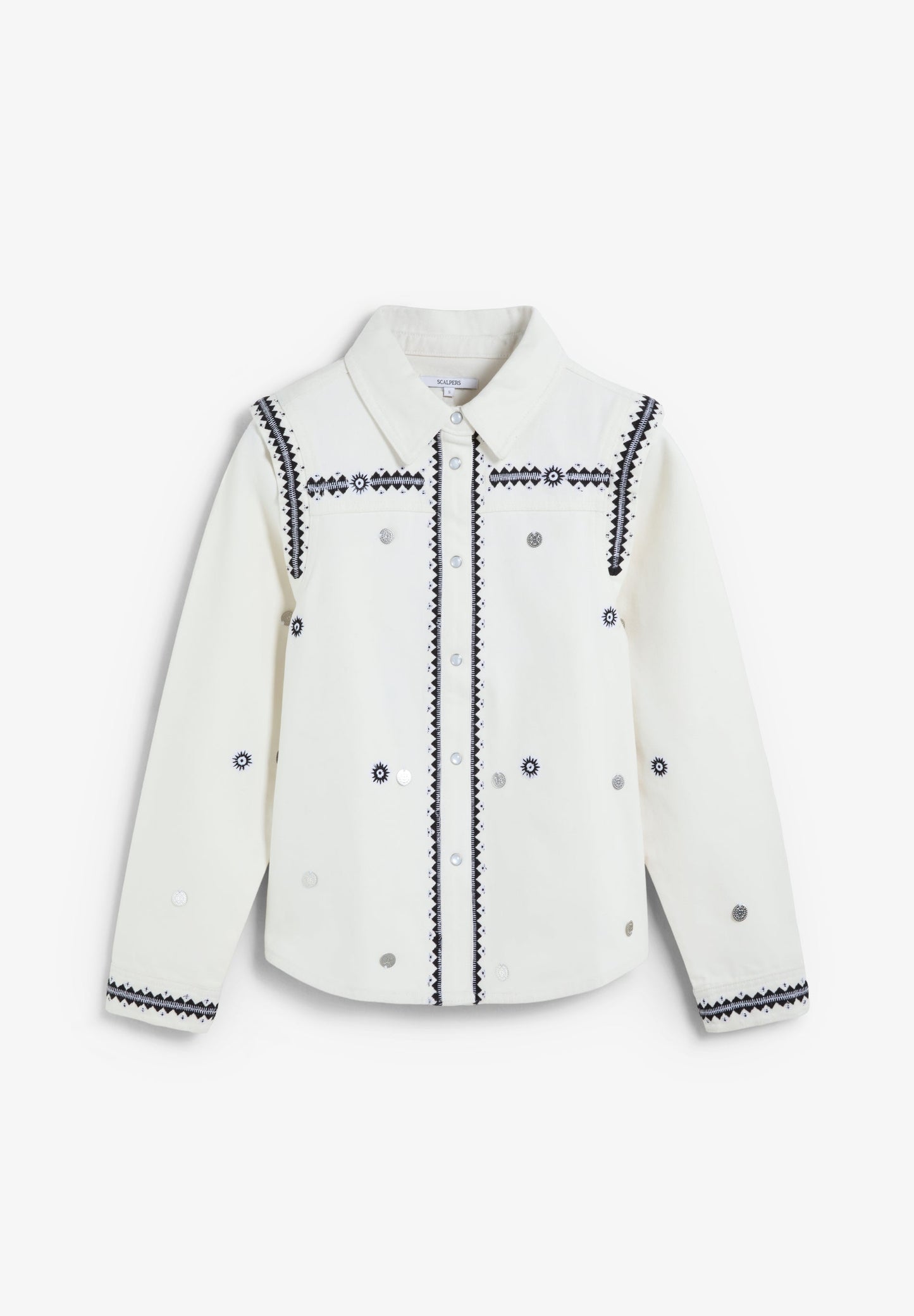 ETHNIC PRINT DENIM SHIRT