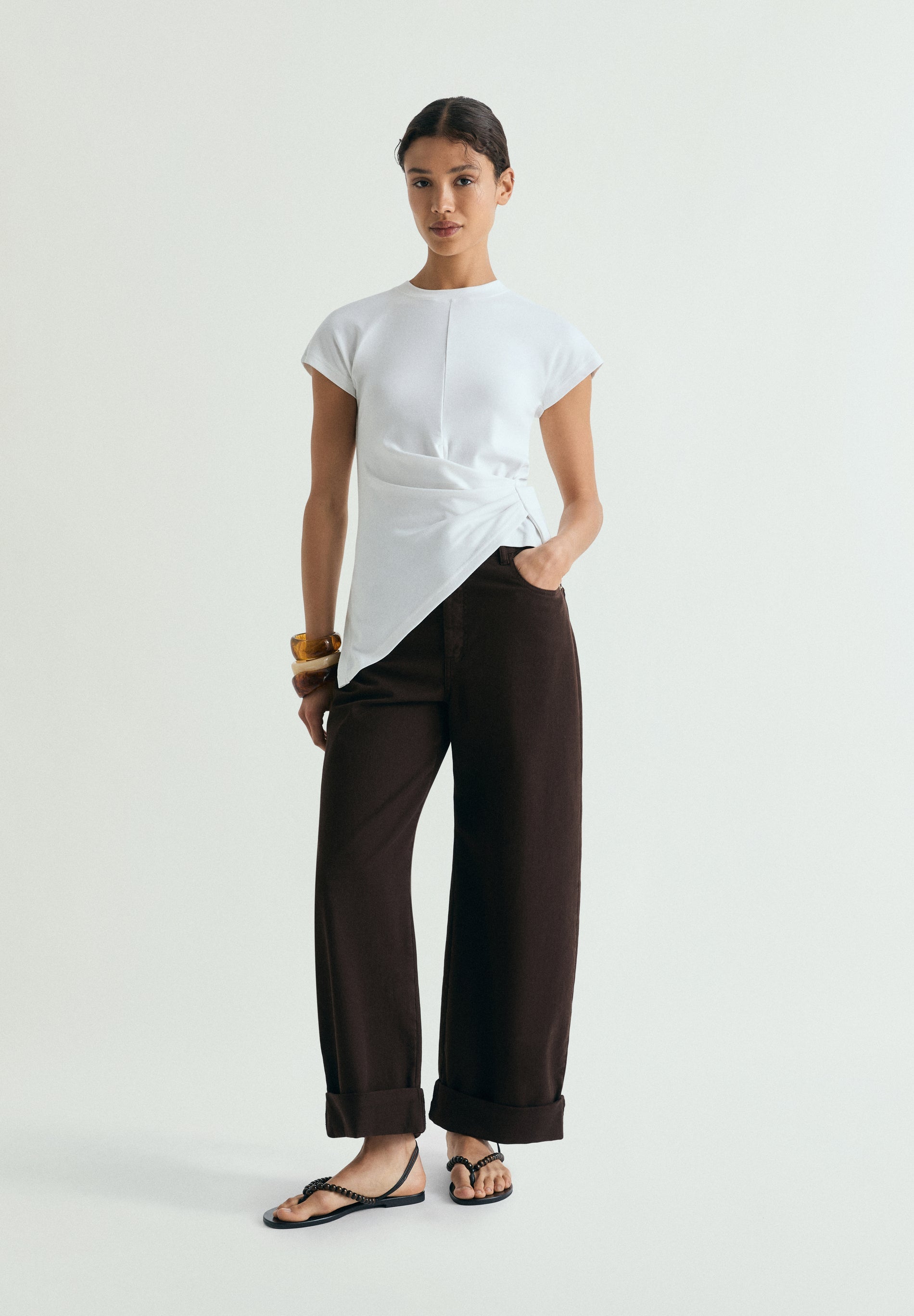 ASYMMETRIC DRAPED T-SHIRT