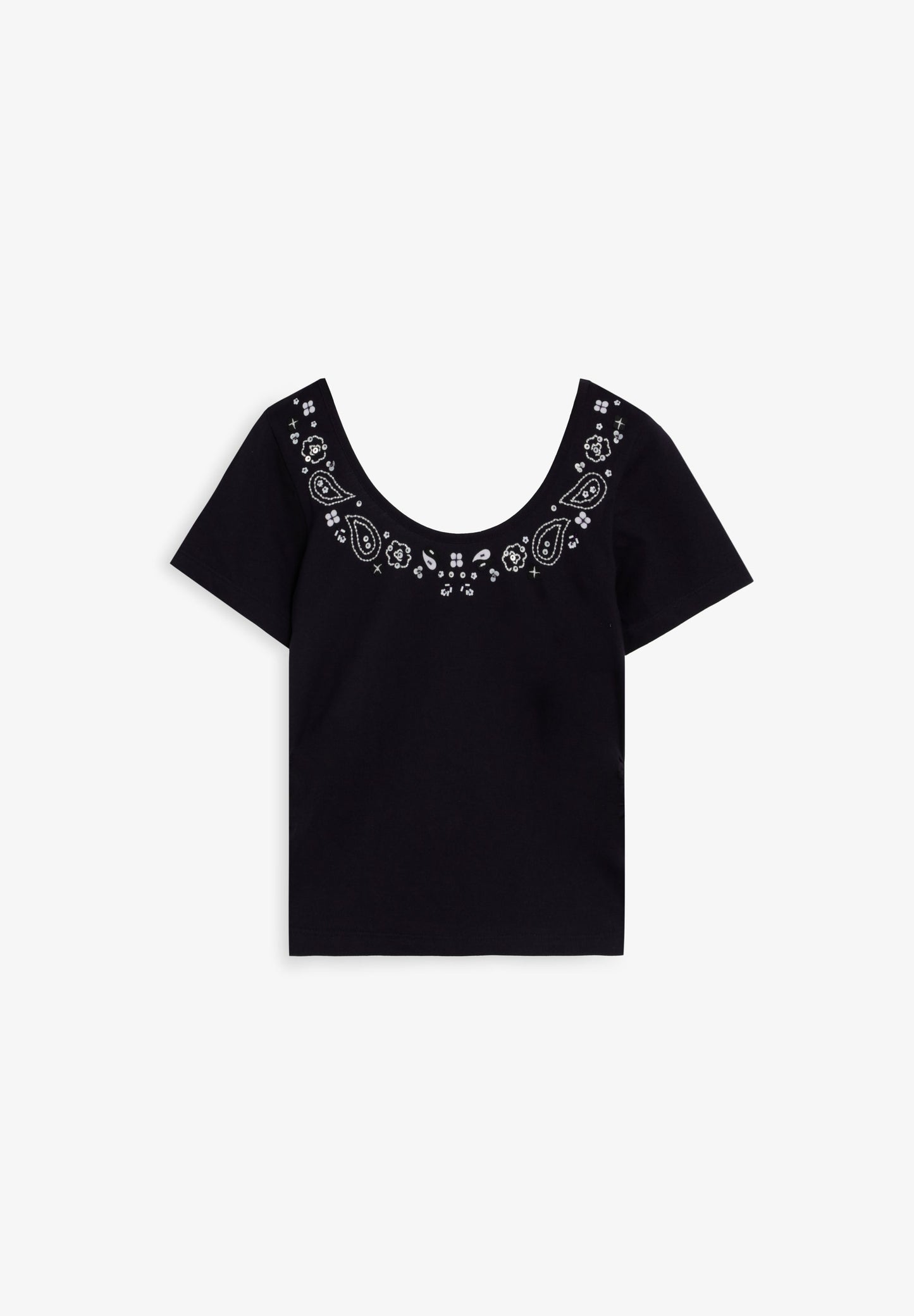 ROUND NECK T-SHIRT WITH BEADS