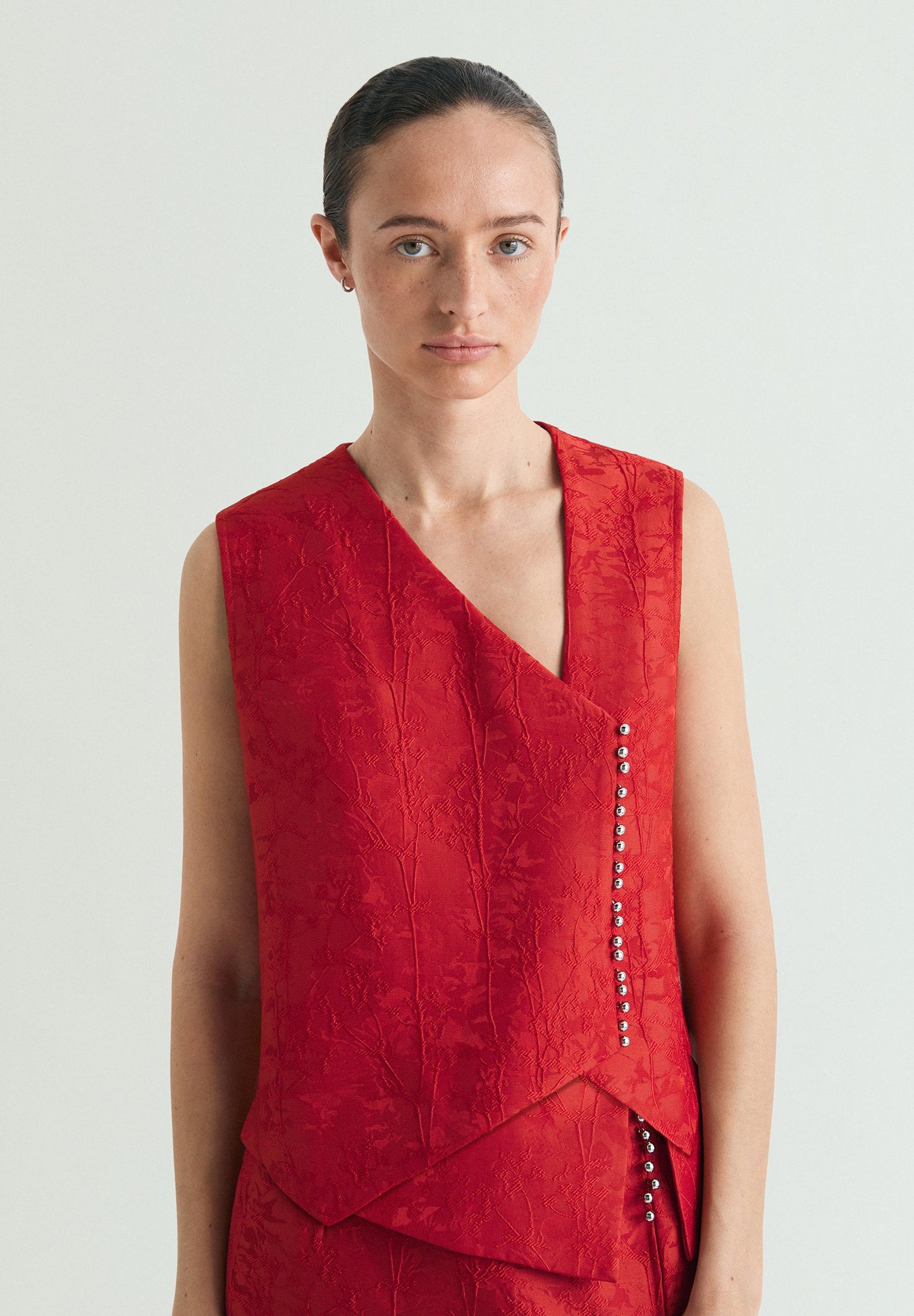 ASYMMETRIC BROCADE WAISTCOAT