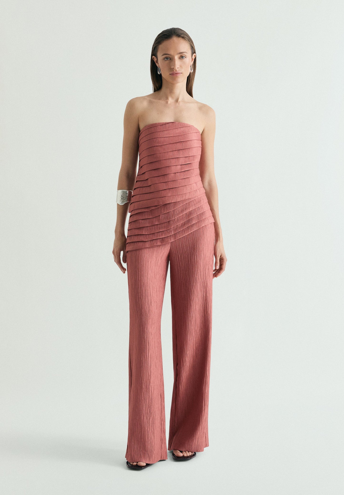 TEXTURED DRAPED TROUSERS