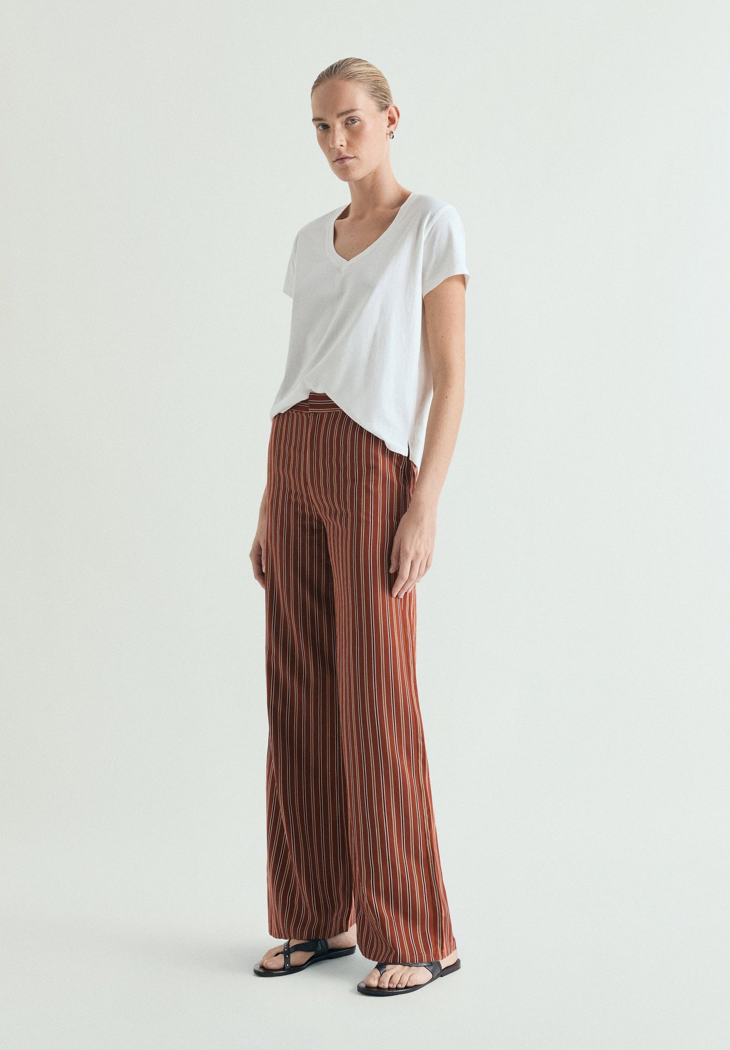 TERRACOTA STRIPED TROUSERS