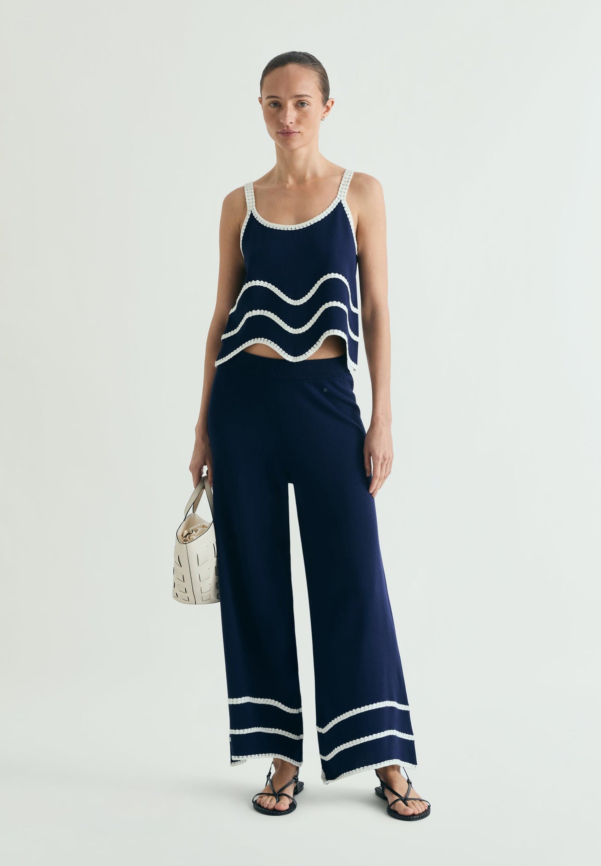 CONTRAST FINE KNIT TROUSERS