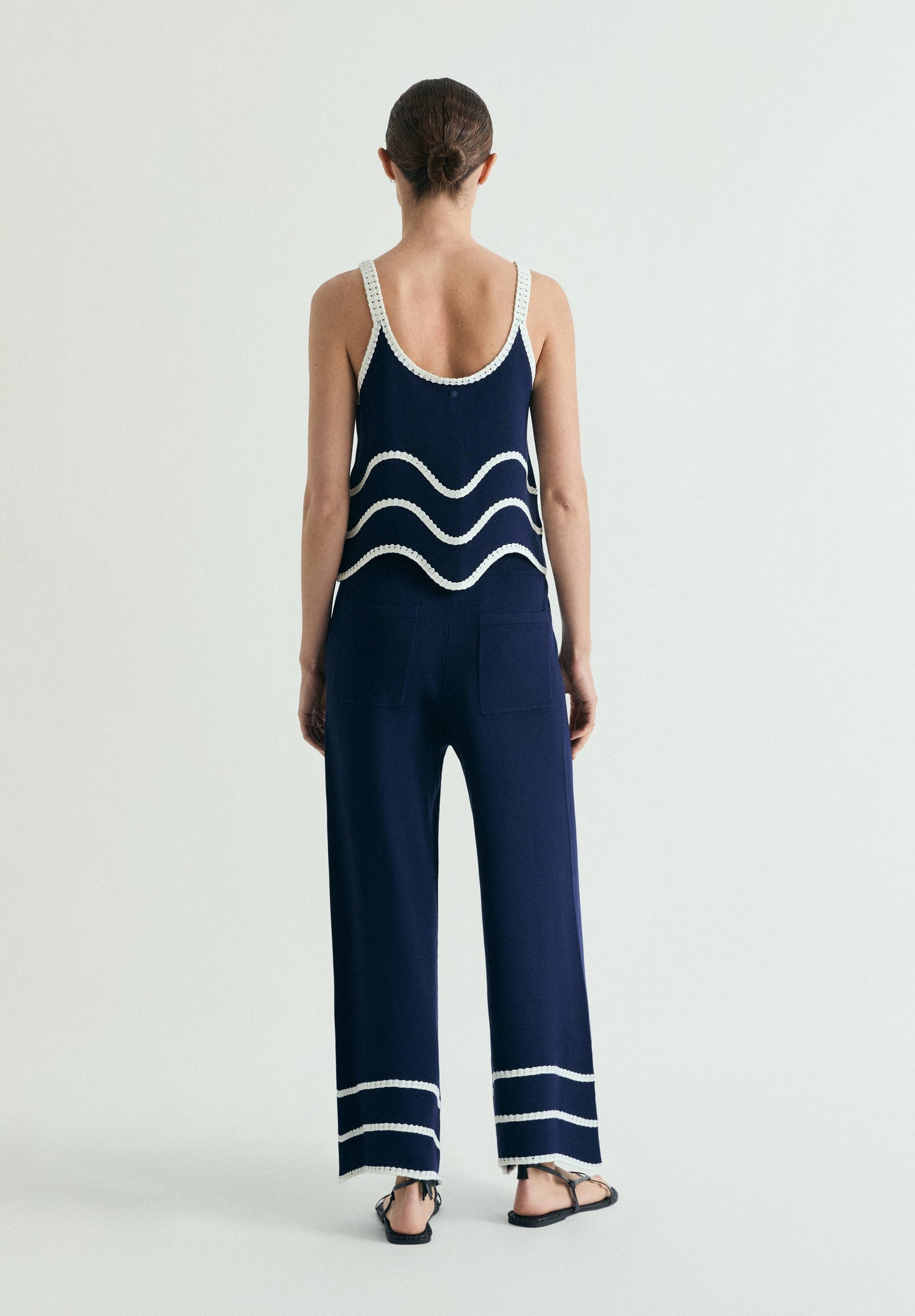 CONTRAST FINE KNIT TROUSERS