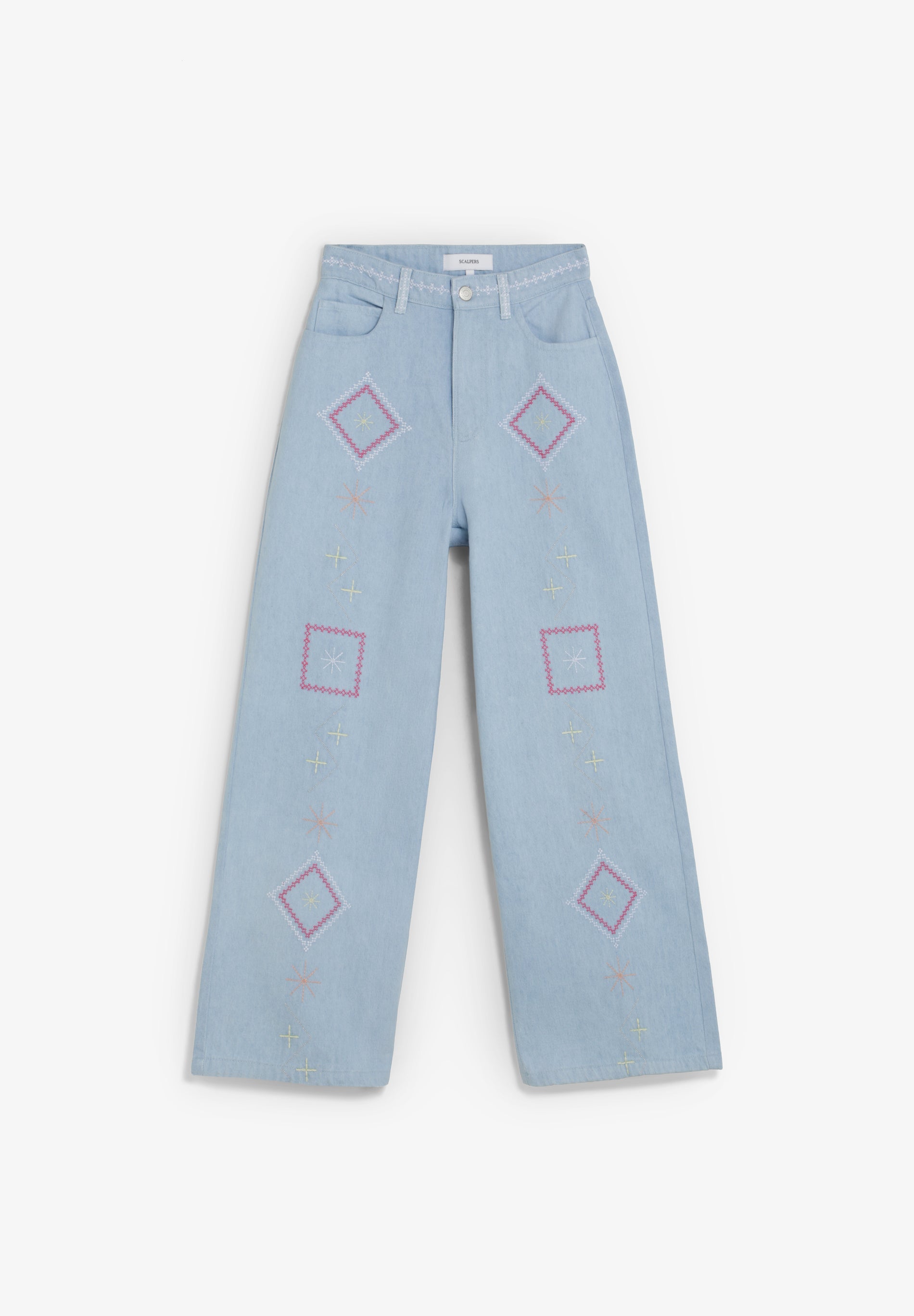 EMBROIDERED WIDE LEG JEANS