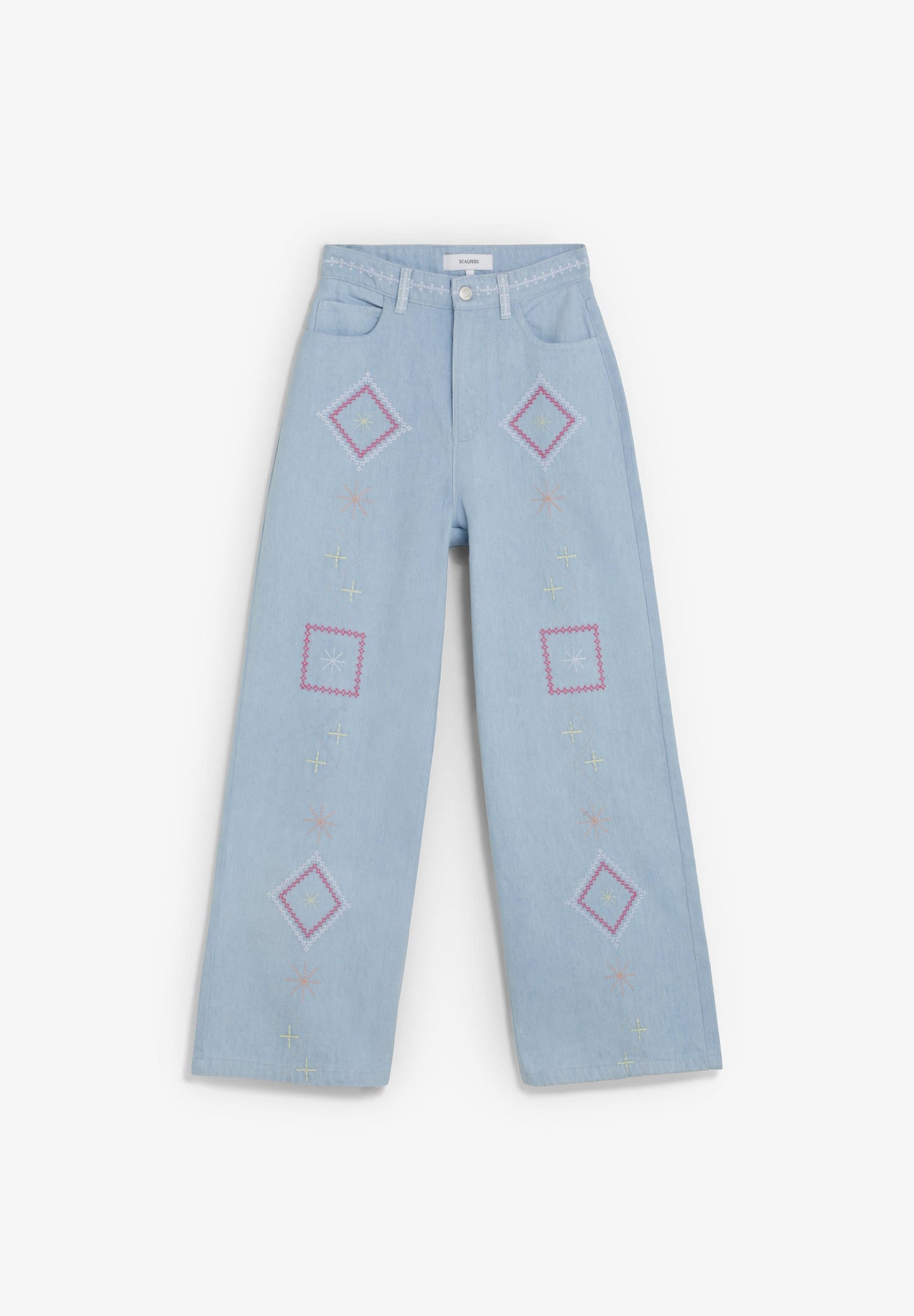 EMBROIDERED WIDE LEG JEANS