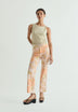 FLARED FLORAL PRINT JEANS