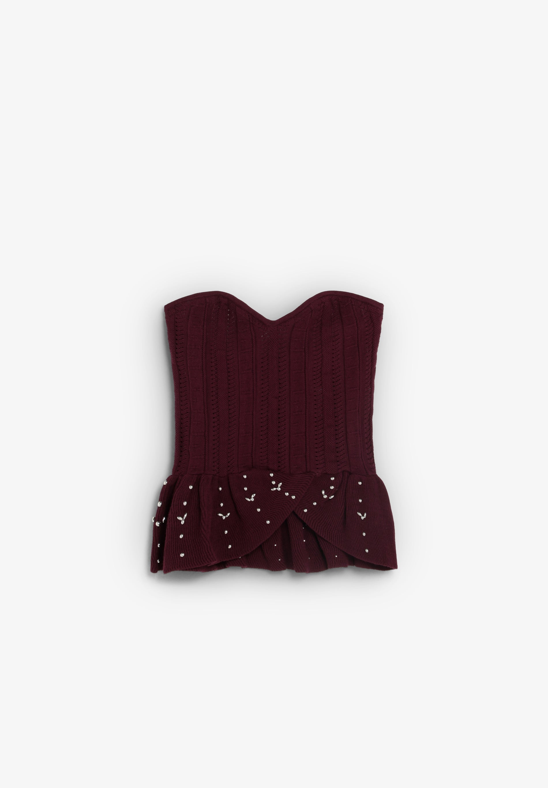 PEPLUM TOP WITH RHINESTONES