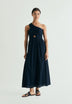 ASYMMETRIC EMBROIDERED MIDI DRESS