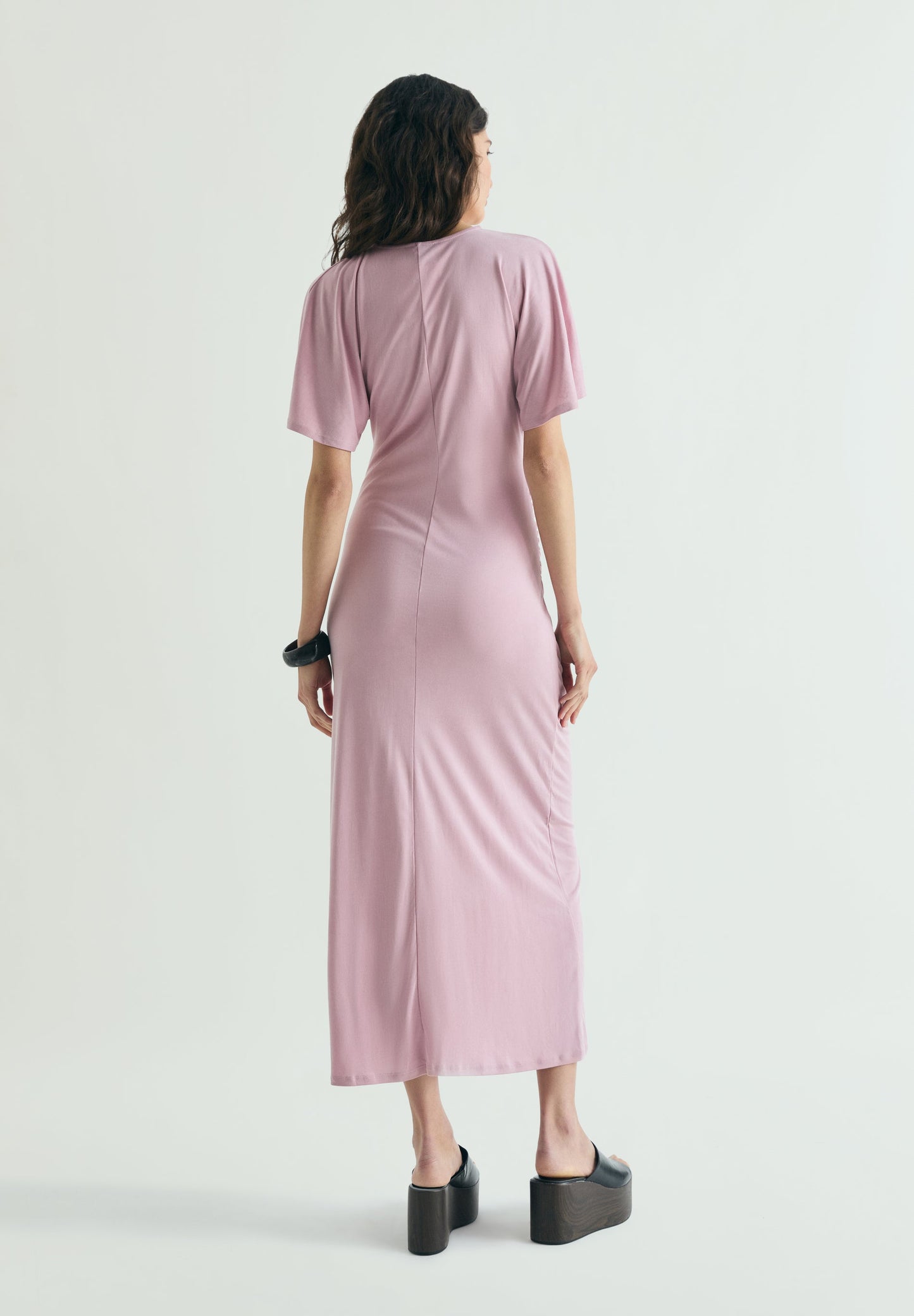 GATHERED CUPRO DRESS