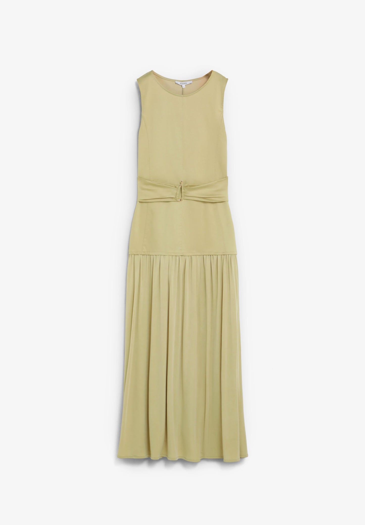 DRAPED MIDI DRESS WITH METAL DETAIL
