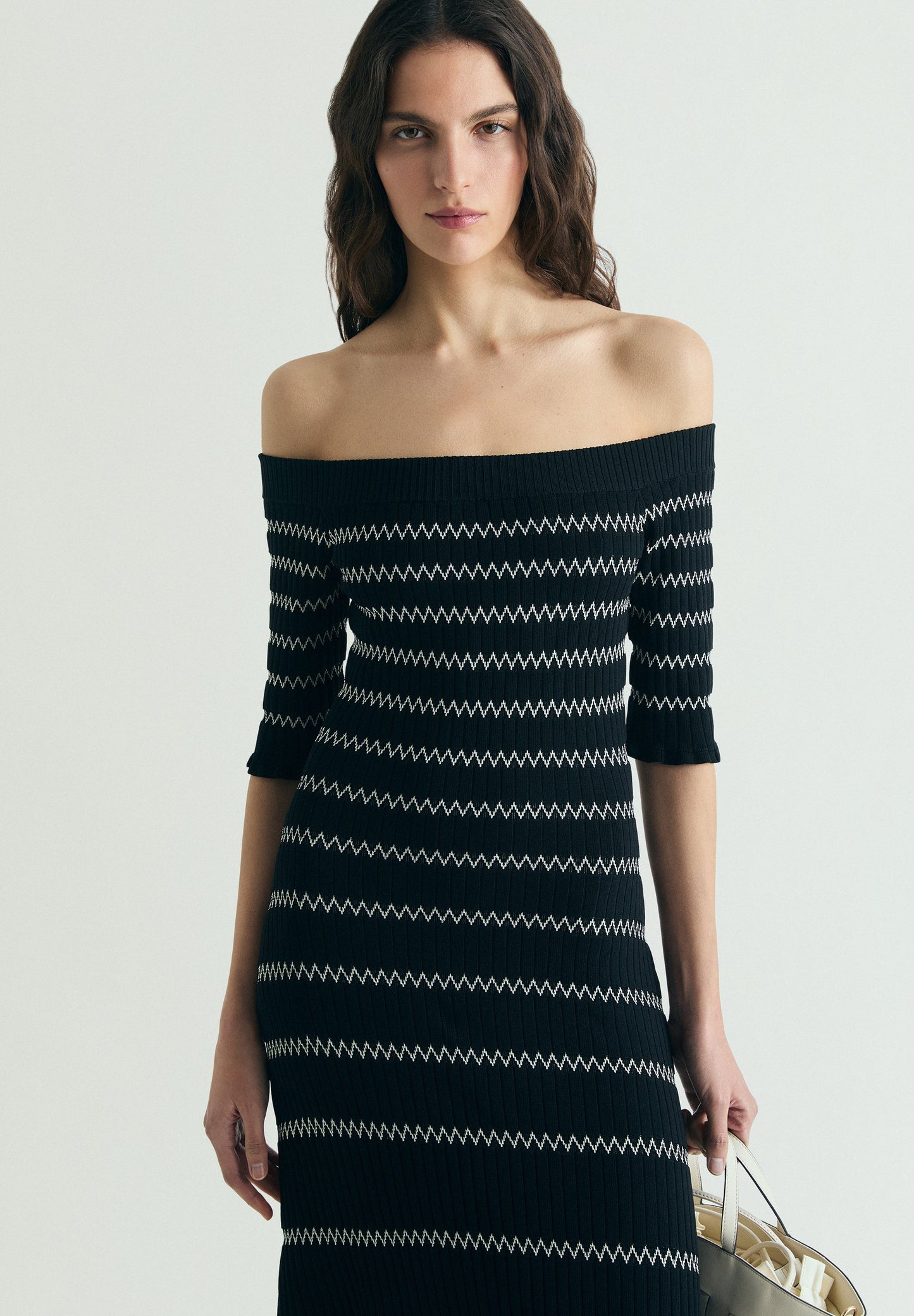 BARDOT NECKLINE KNIT DRESS