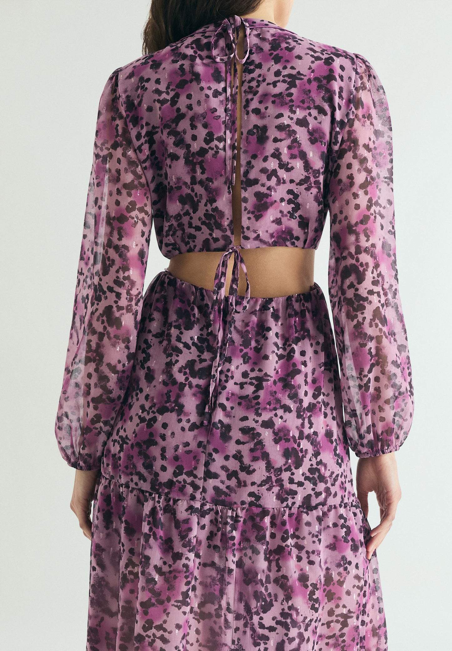 PRINTED MIDI DRESS WITH OPENINGS