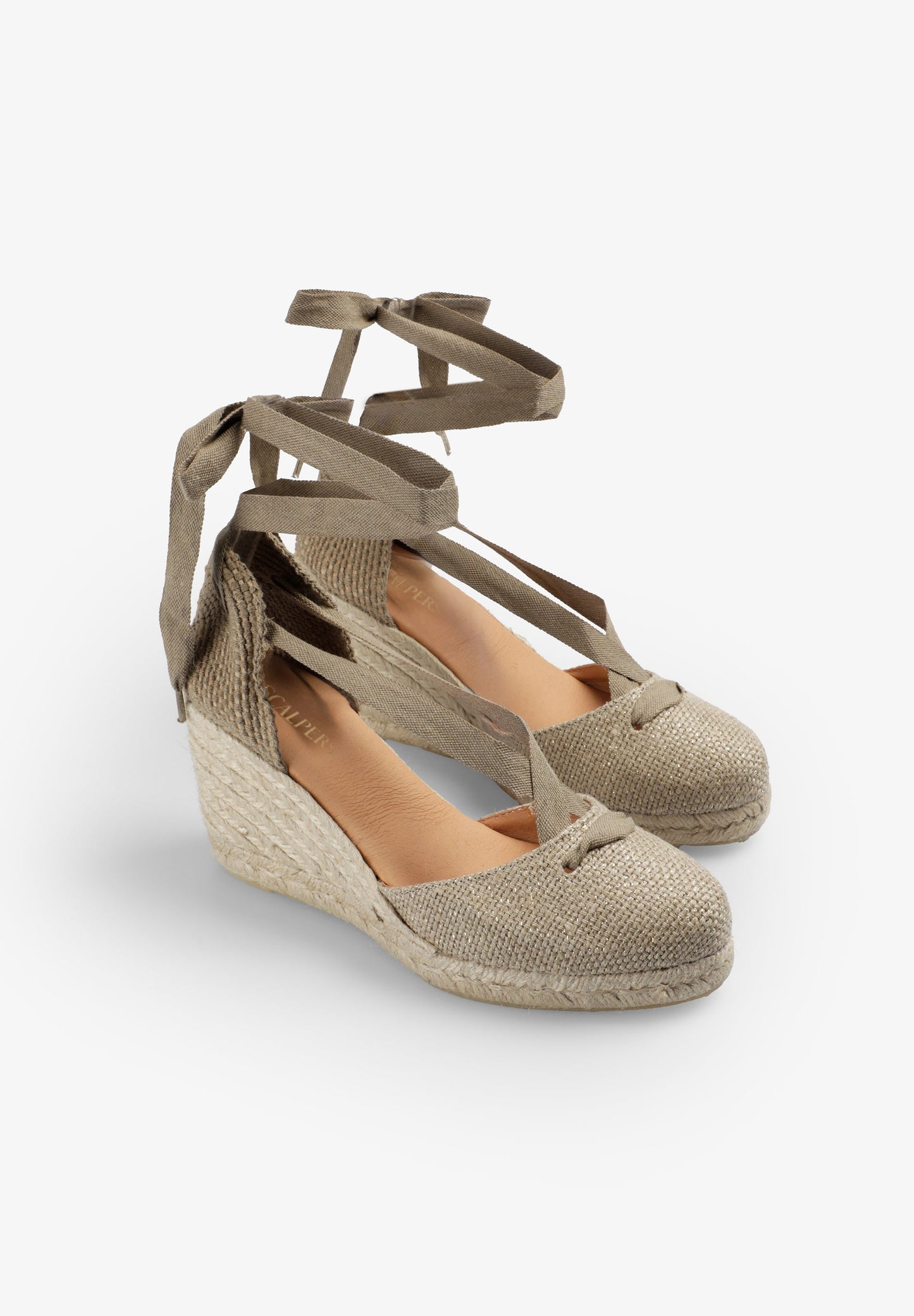 SANDALS WITH LACING AND ESPARTO GRASS WEDGE