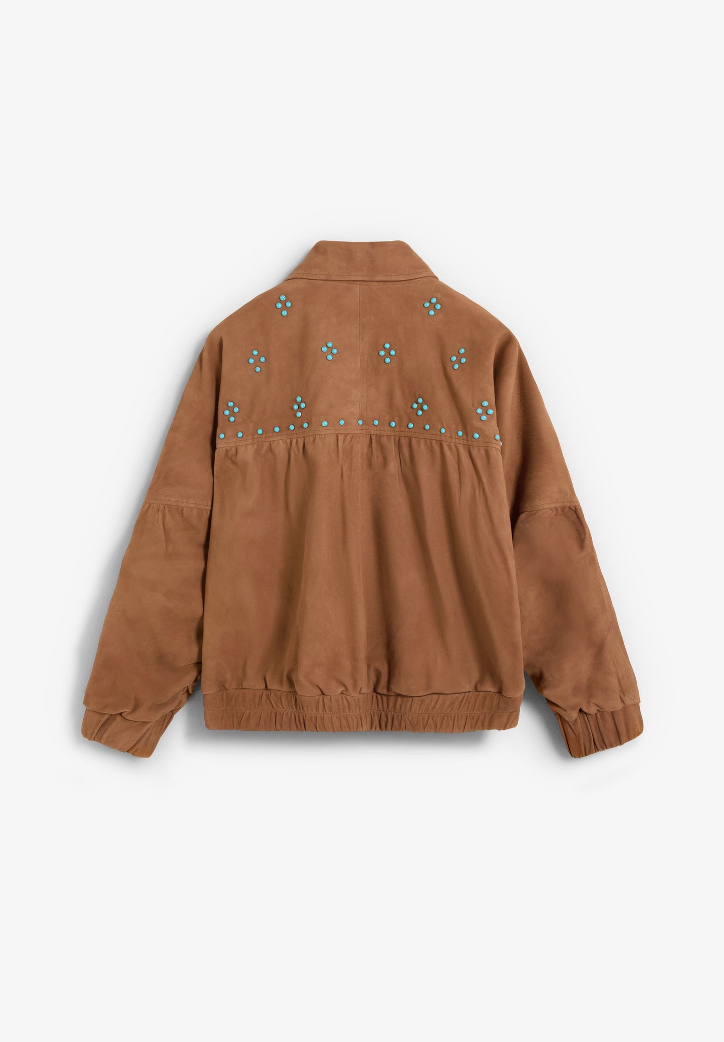 STUDDED SUEDE BOMBER JACKET
