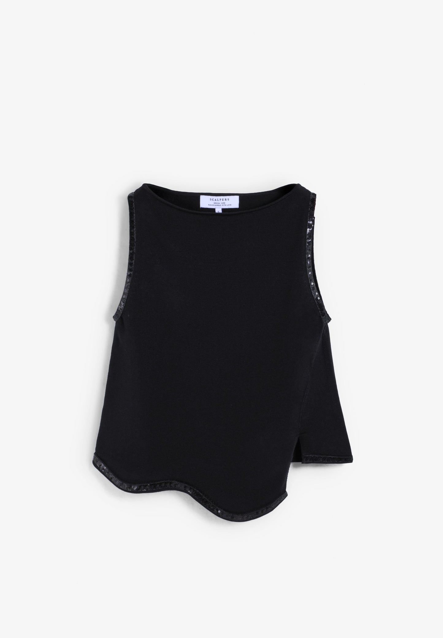 SEQUINNED TOP WITH WAVED HEM