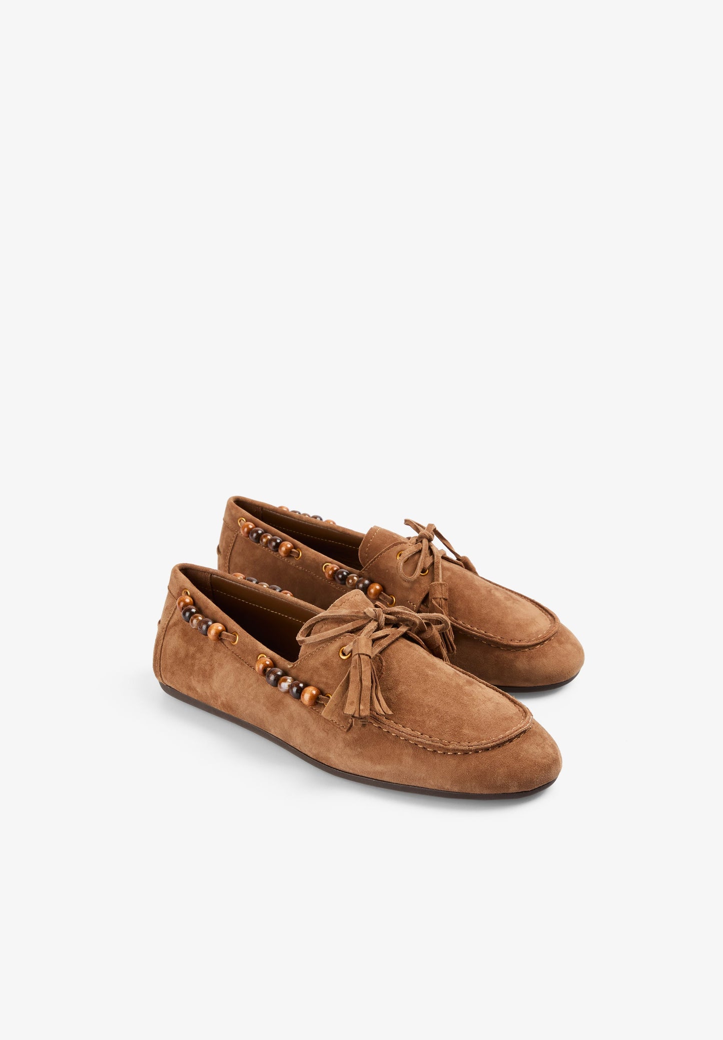 SUEDE LOAFERS WITH BEADS