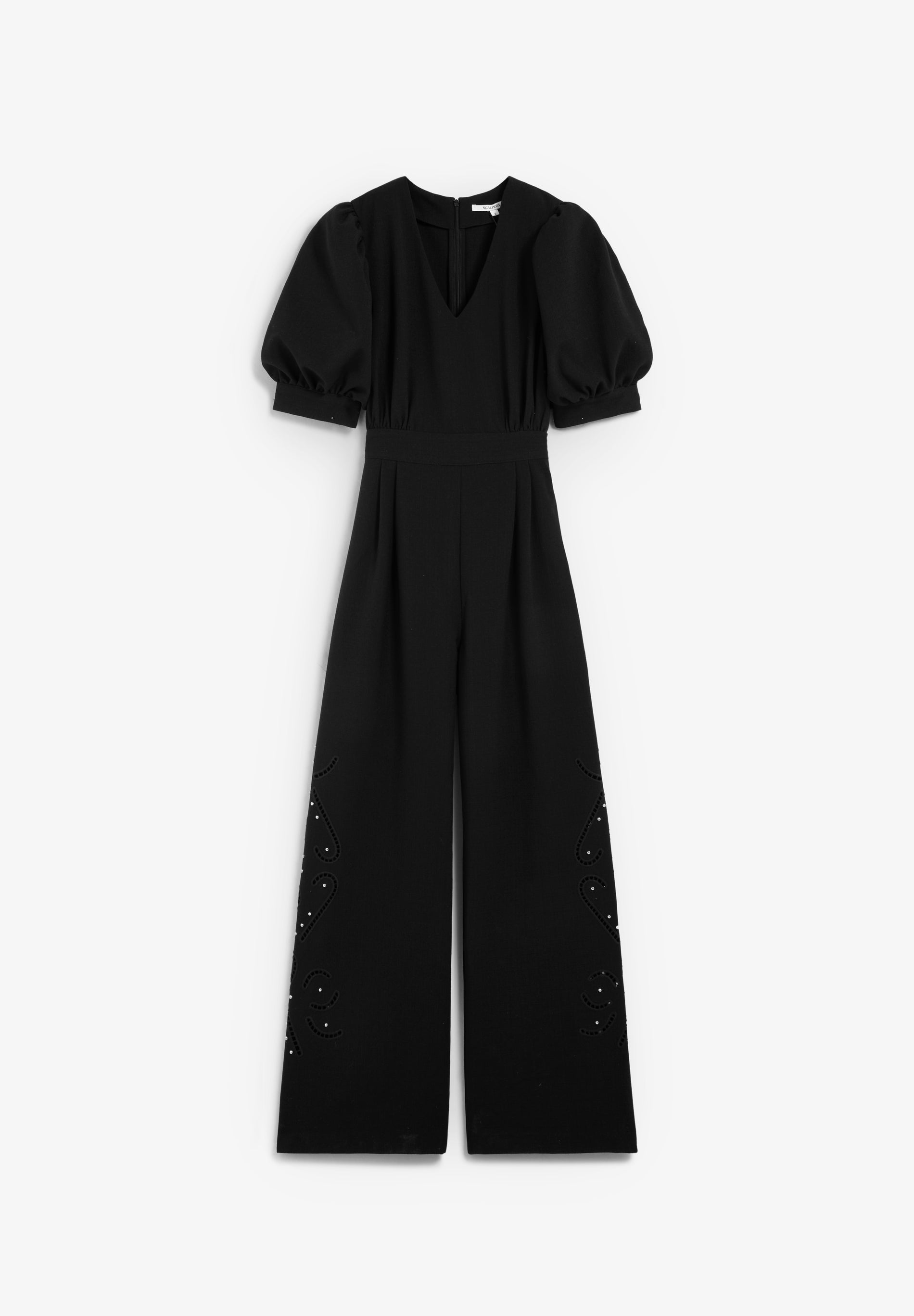 PUFF SLEEVE JUMPSUIT WITH STUDS