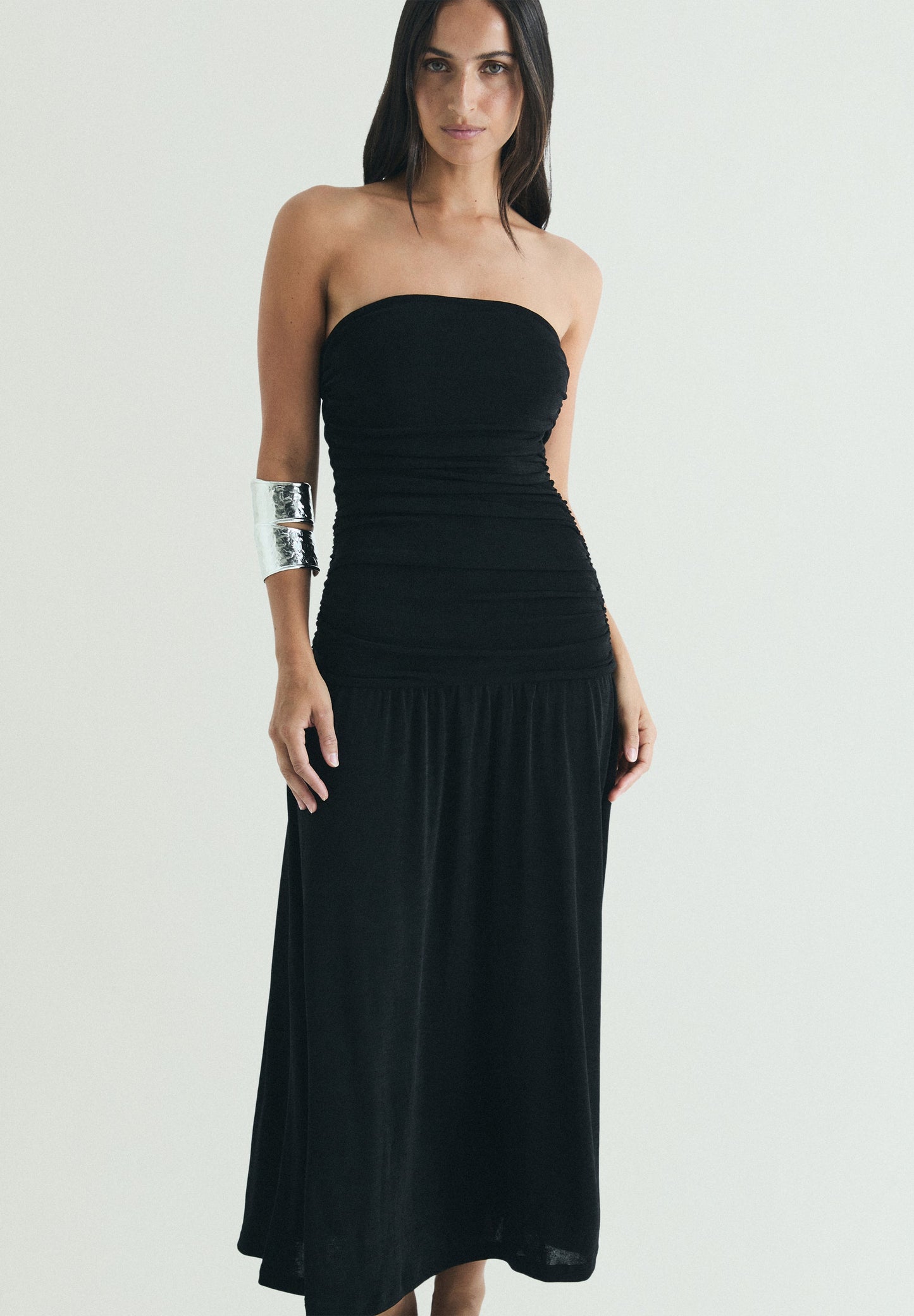 GATHERED KNIT DRESS