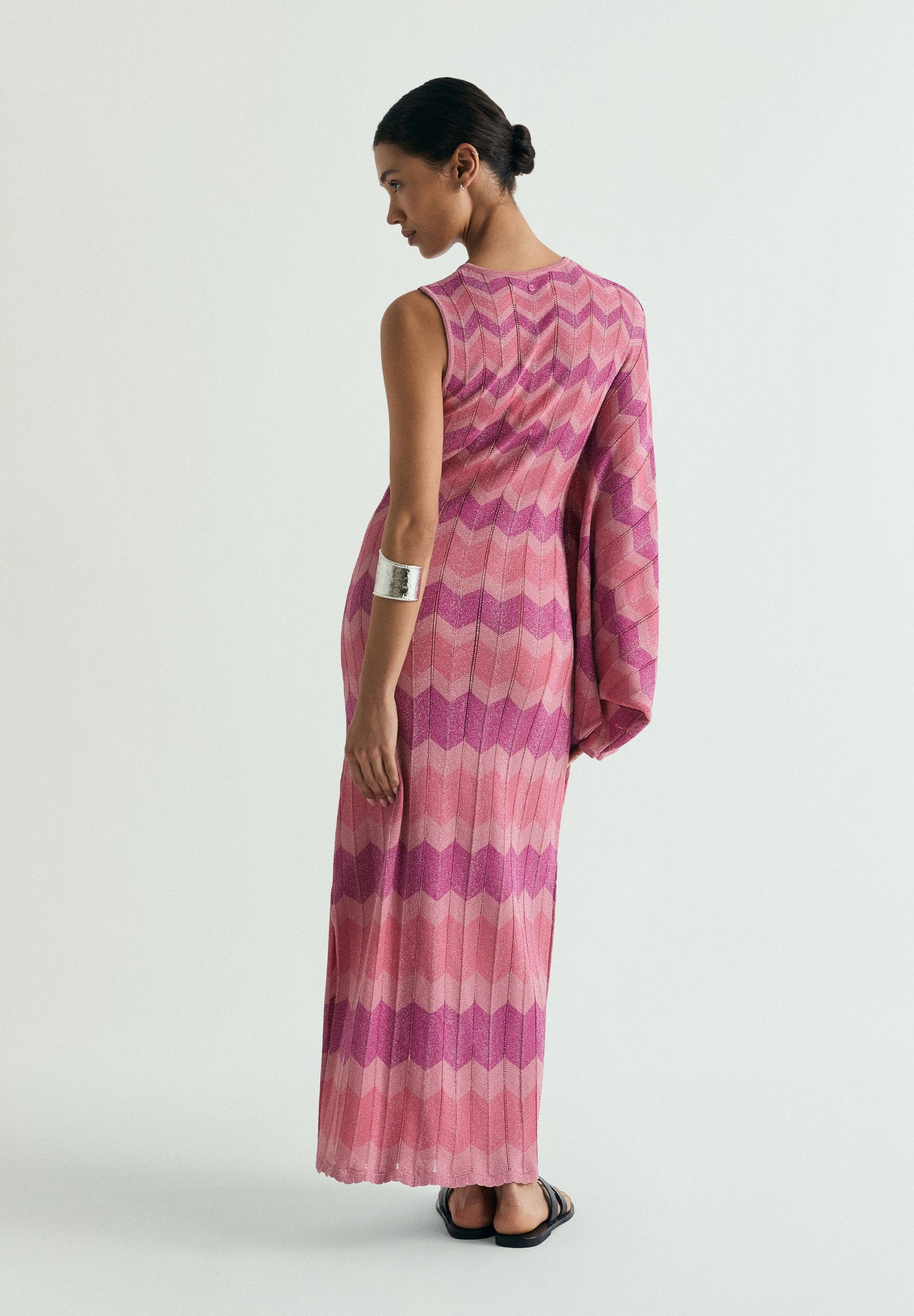 ASYMMETRIC LUREX KNIT DRESS