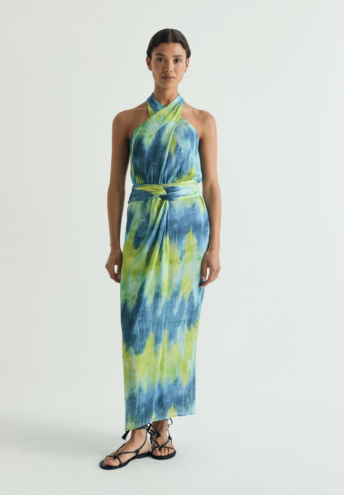 TIE DYE MIDI DRESS WITH KNOT