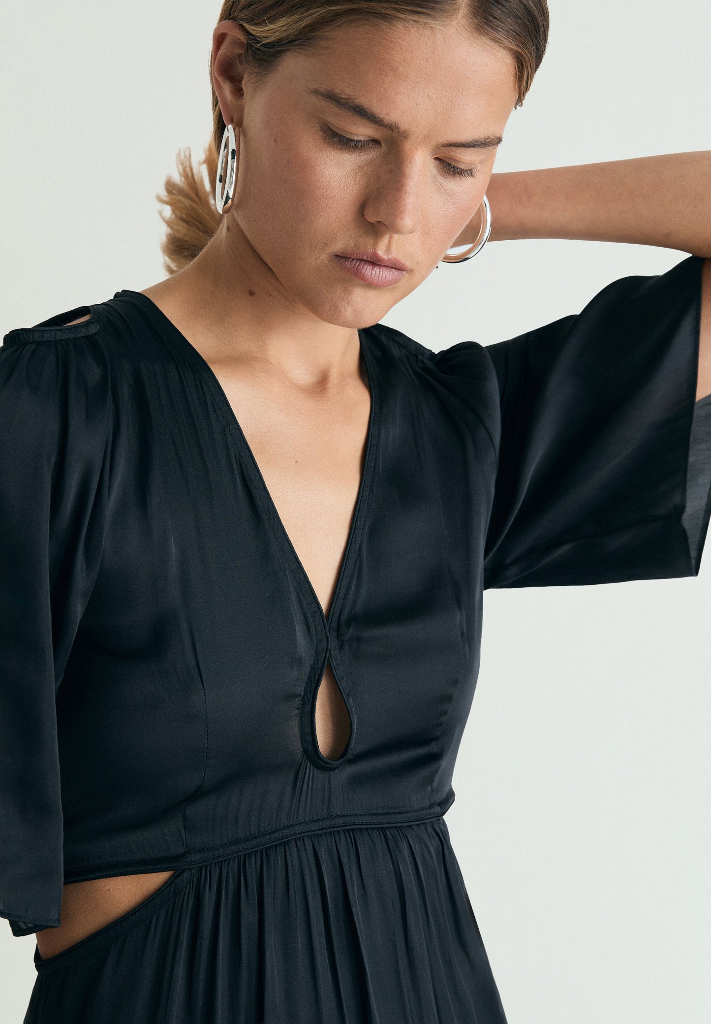 SATIN DRESS WITH CUT-OUTS