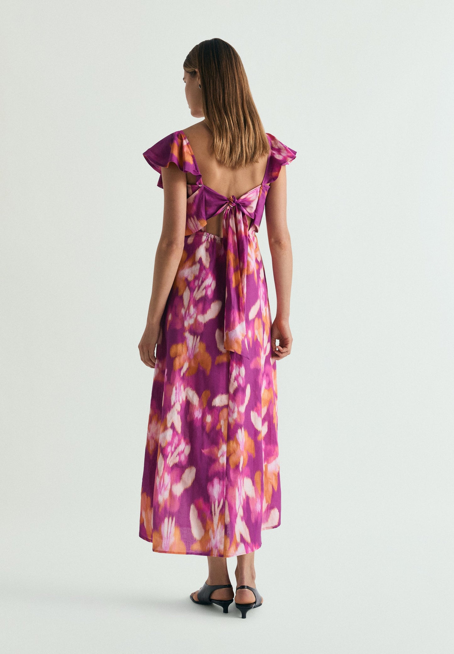 PRINTED COTTON AND LINEN DRESS