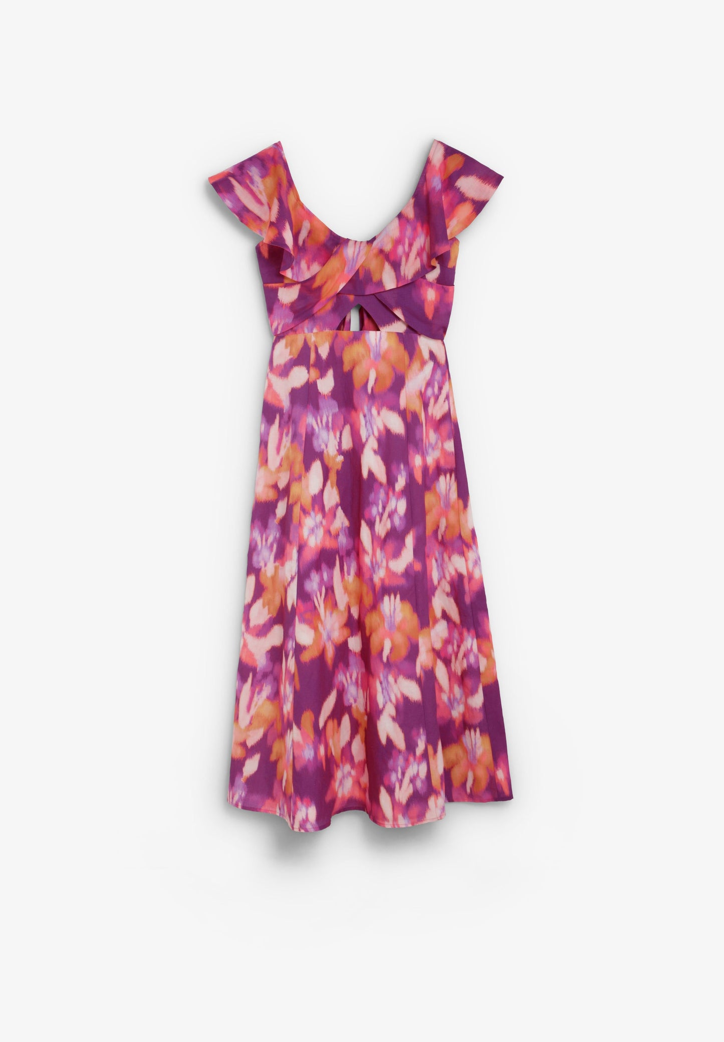 PRINTED COTTON AND LINEN DRESS