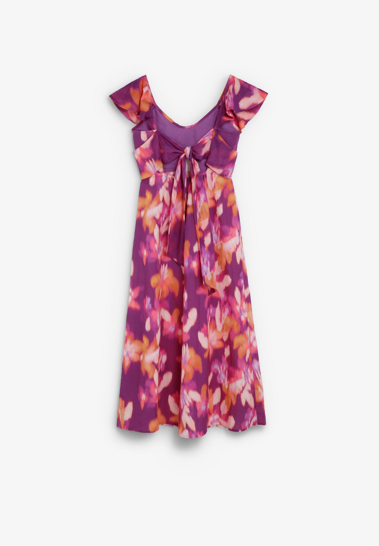PRINTED COTTON AND LINEN DRESS
