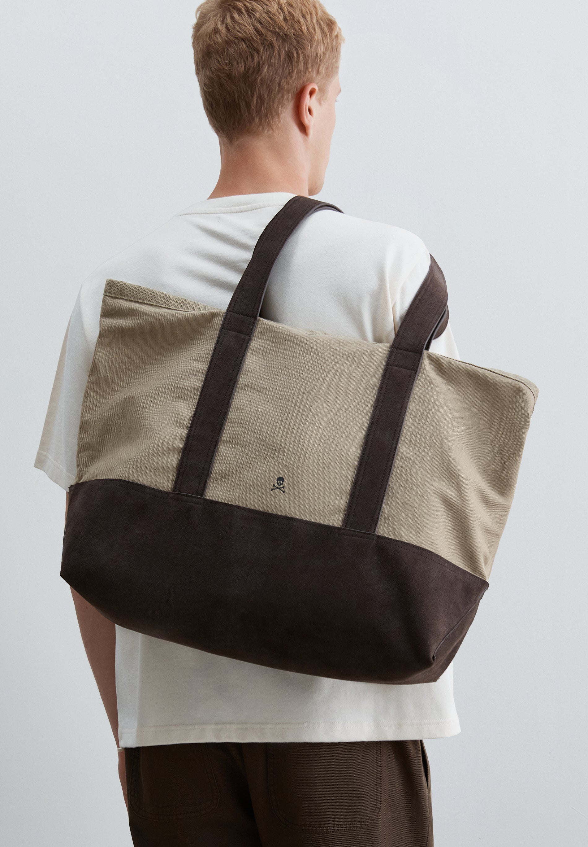 COTTON AND SUEDE TOTE BAG