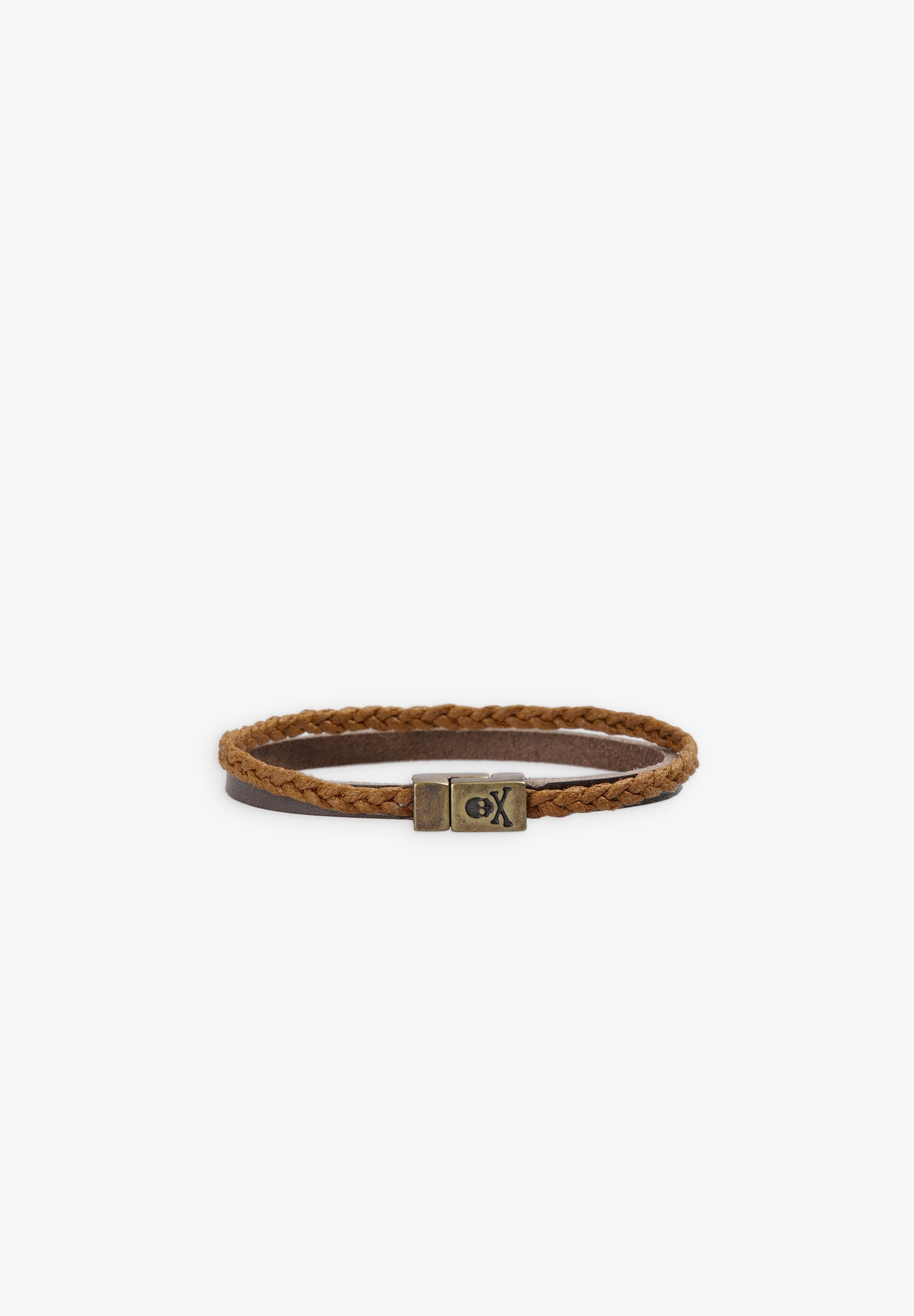 LEATHER AND WAXED CORD BRACELET
