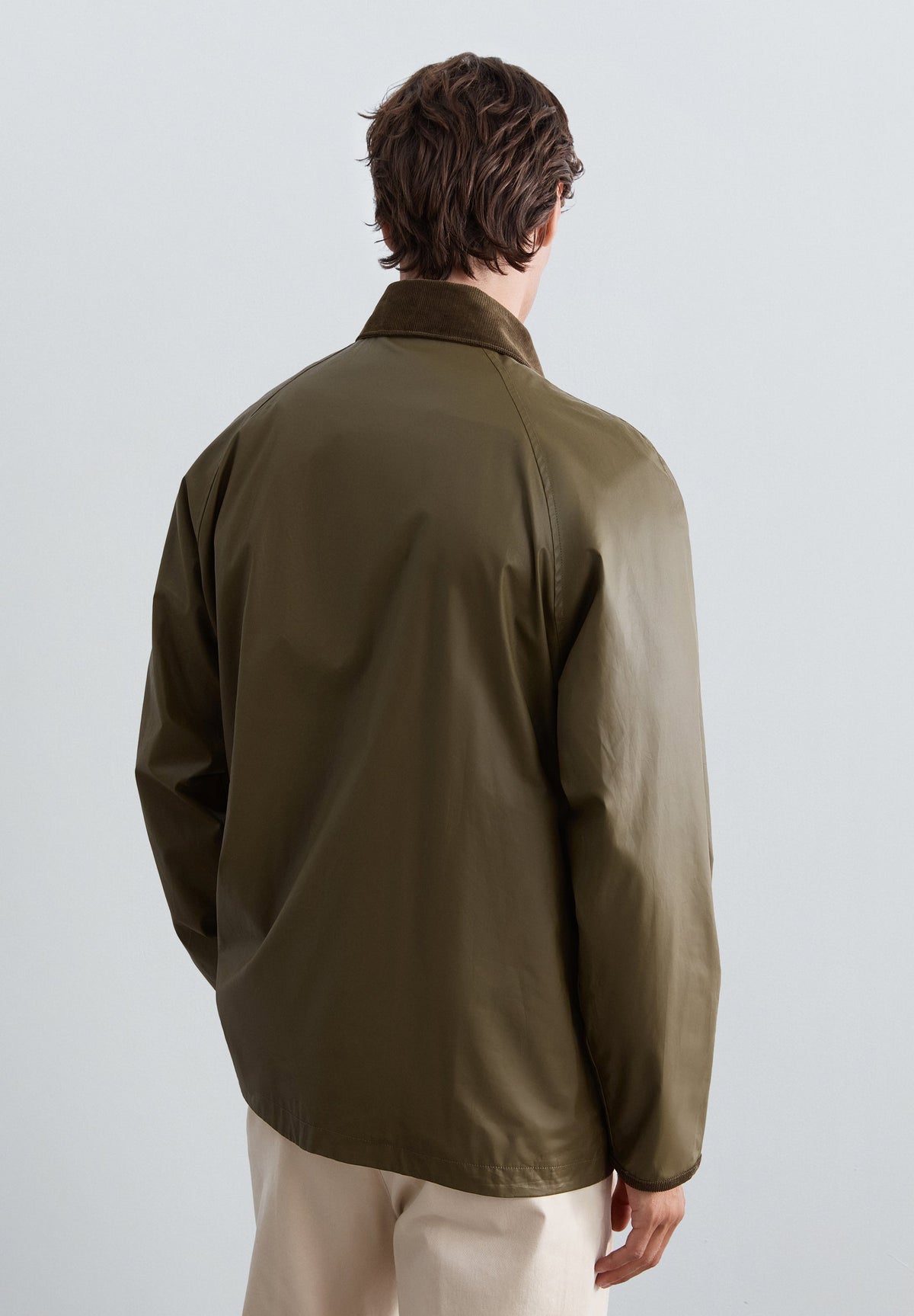 RESIN-COATED JACKET WITH CORDUROY COLLAR