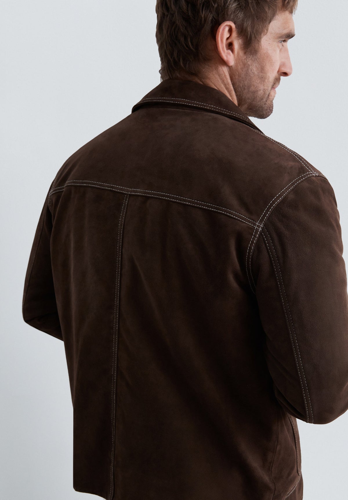SUEDE JACKET WITH CONTRAST SEAMS