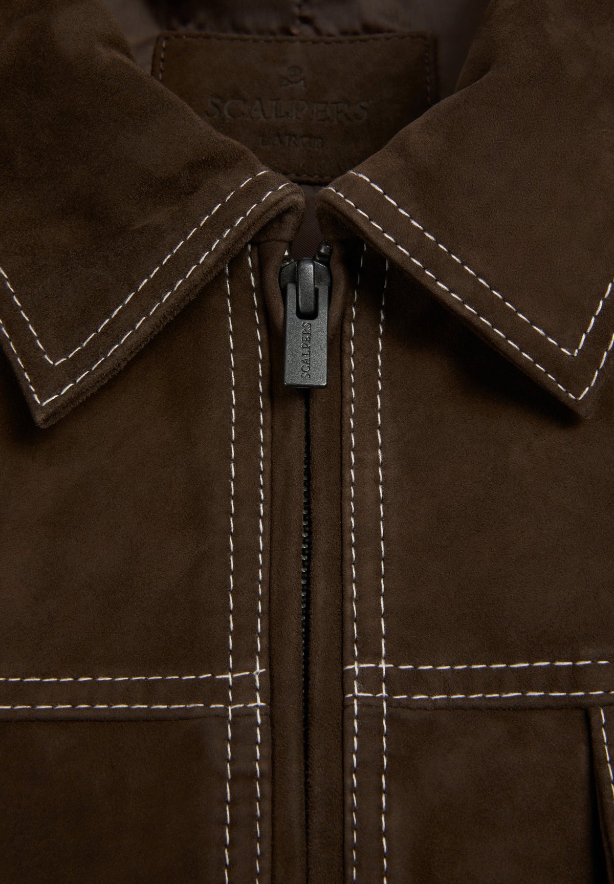 SUEDE JACKET WITH CONTRAST SEAMS