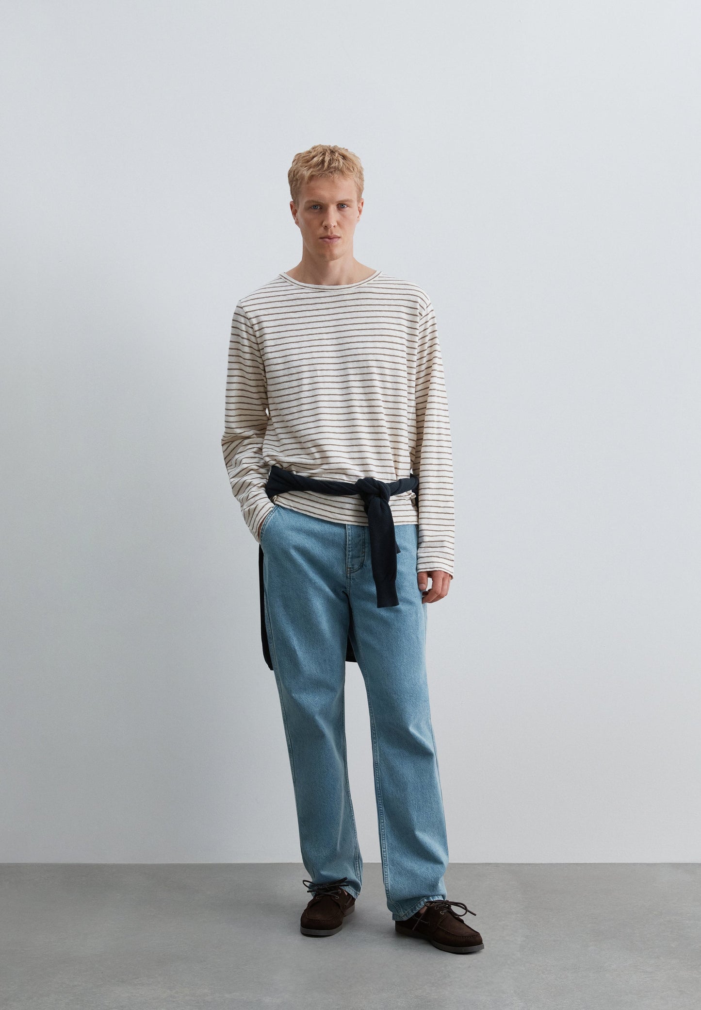 COTTON AND LINEN STRIPED T-SHIRT