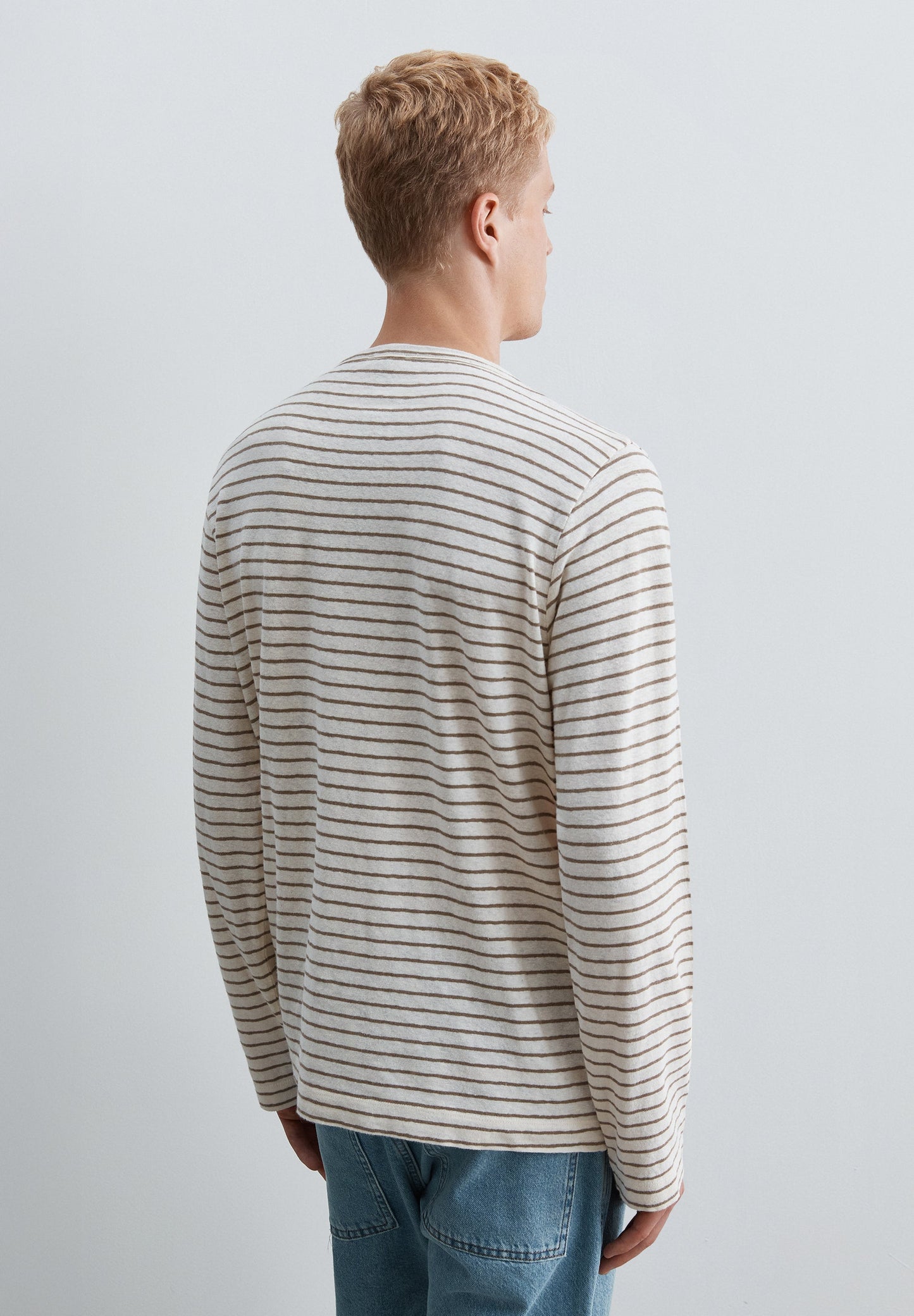 COTTON AND LINEN STRIPED T-SHIRT