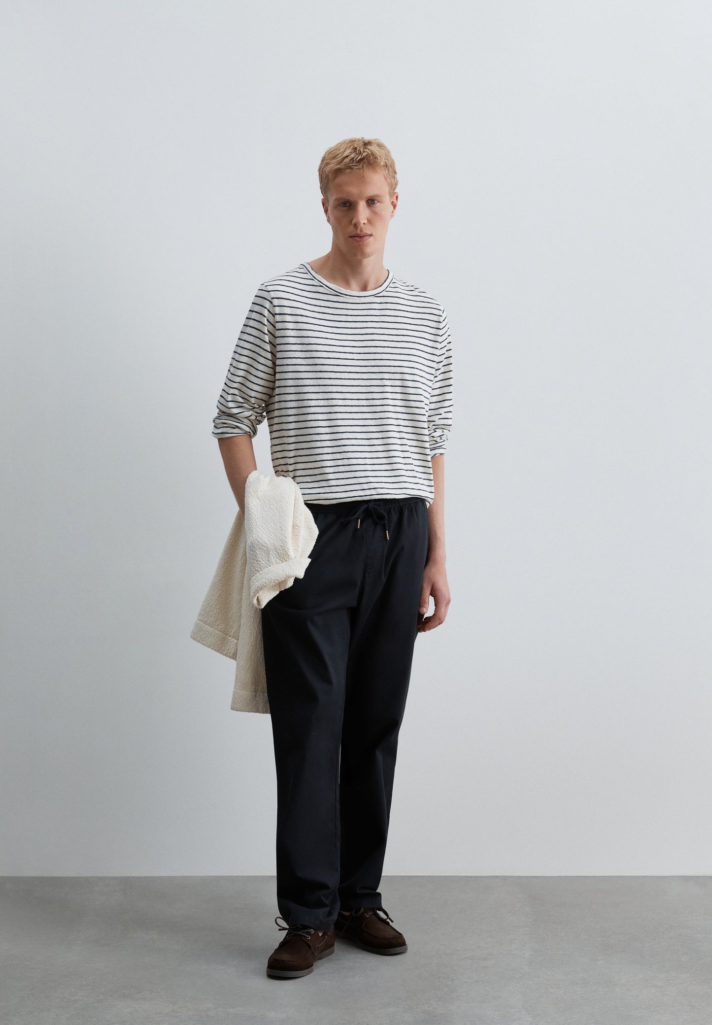 COTTON AND LINEN STRIPED T-SHIRT