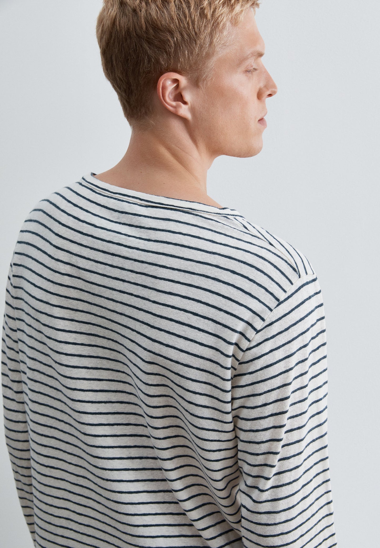 COTTON AND LINEN STRIPED T-SHIRT