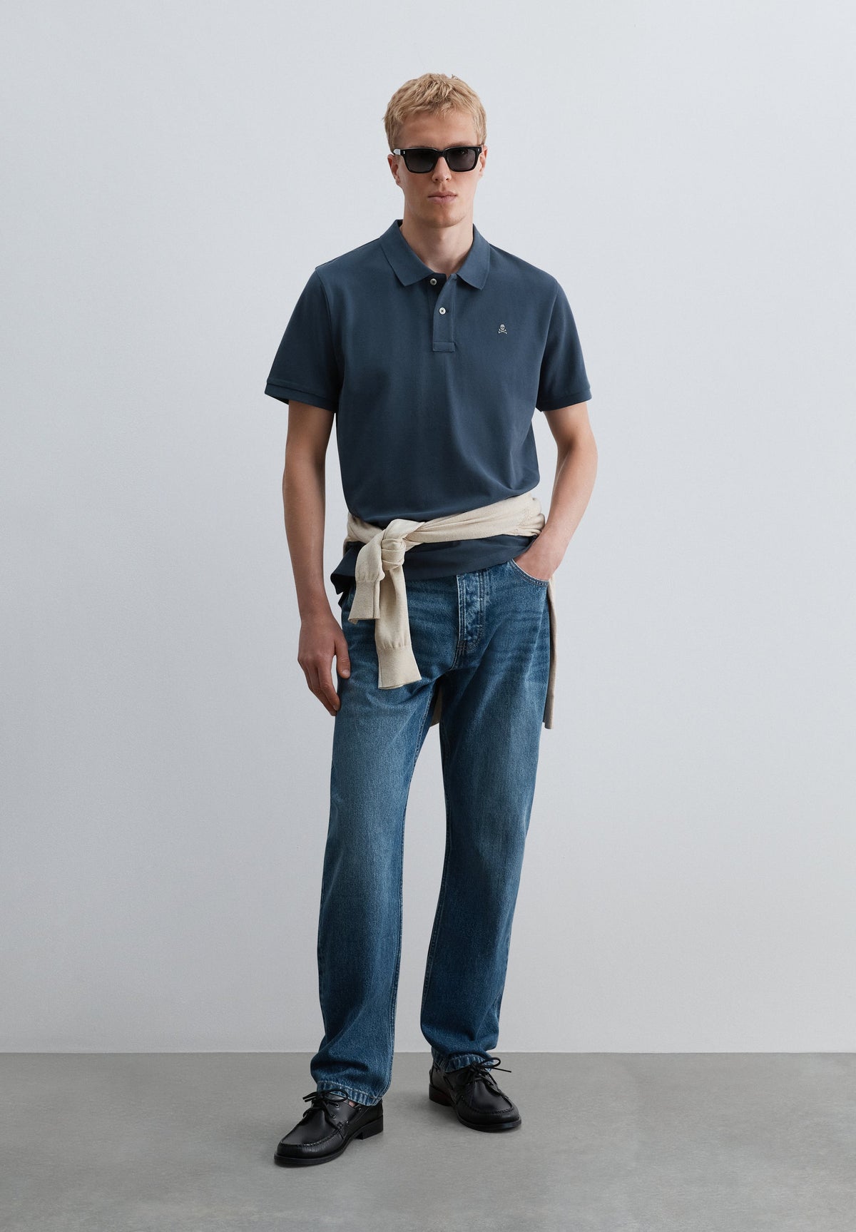 PIQUÉ POLO SHIRT WITH CONTRAST SKULL