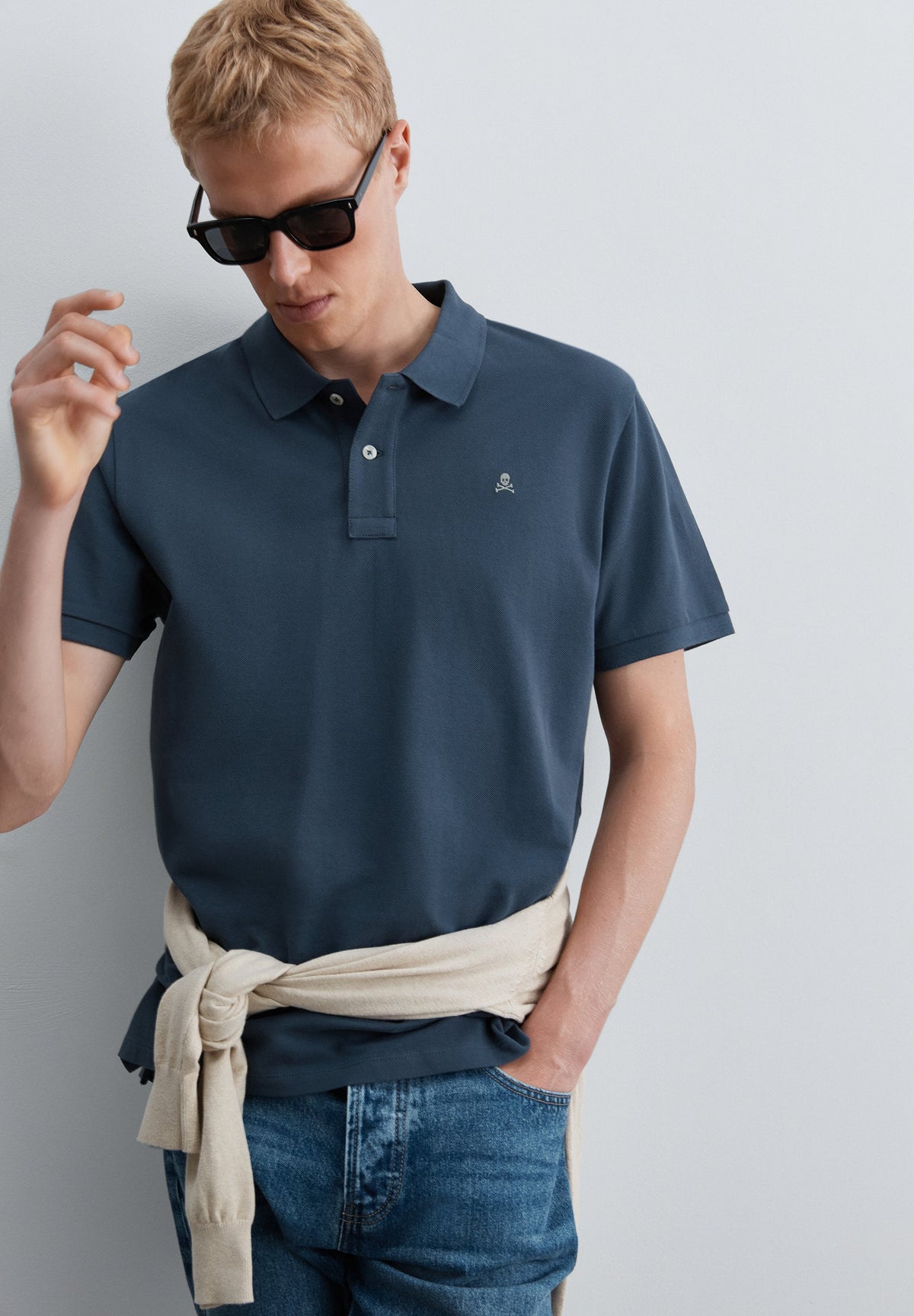 PIQUÉ POLO SHIRT WITH CONTRAST SKULL