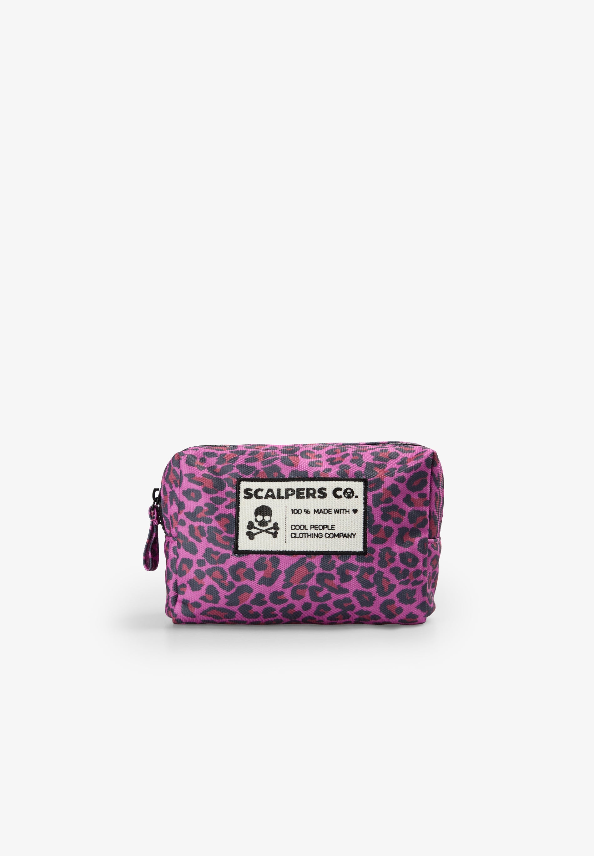 ANIMAL PRINT TOILETRY BAG WITH FRONT PATCH