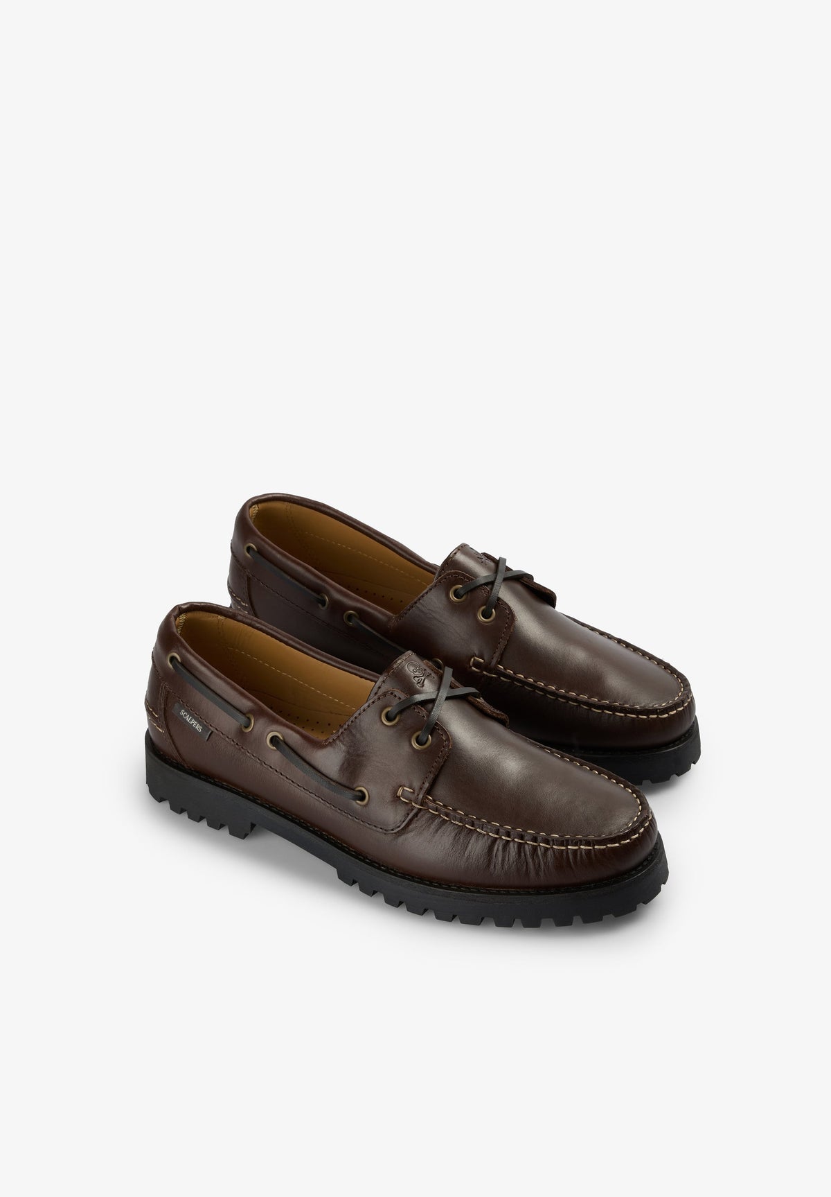 LEATHER DECK SHOES WITH STITCHING