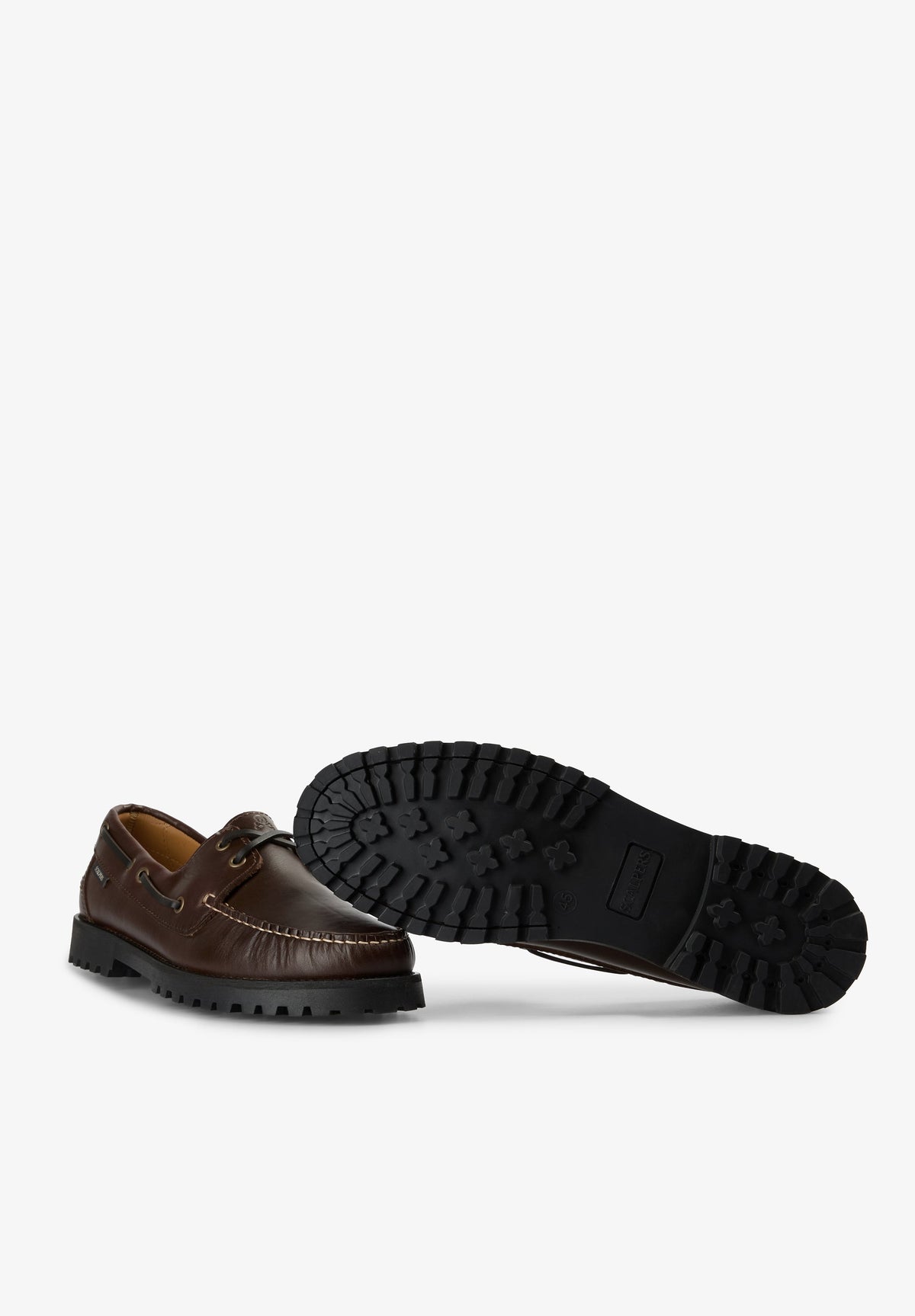 LEATHER DECK SHOES WITH STITCHING